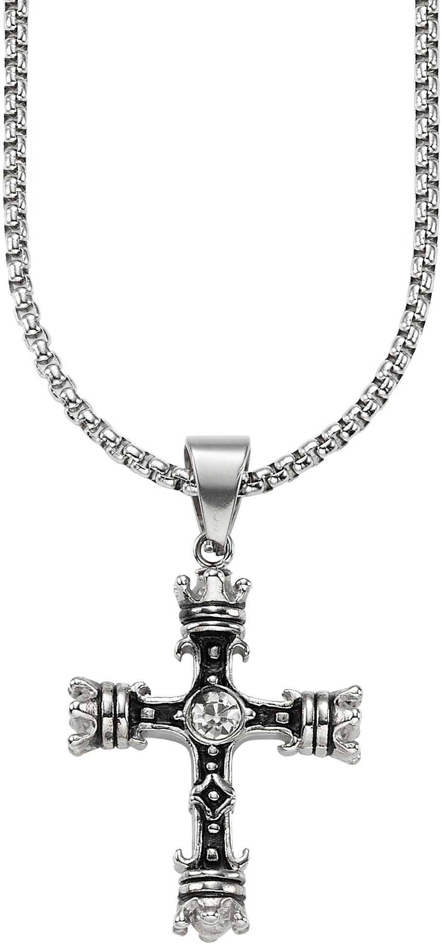 Bruno Banani Kette mit Anhänger »Schmuck Geschenk Venezianerkette Gothic Kreuz, B4115N/20/00/55«, mit Glasstein