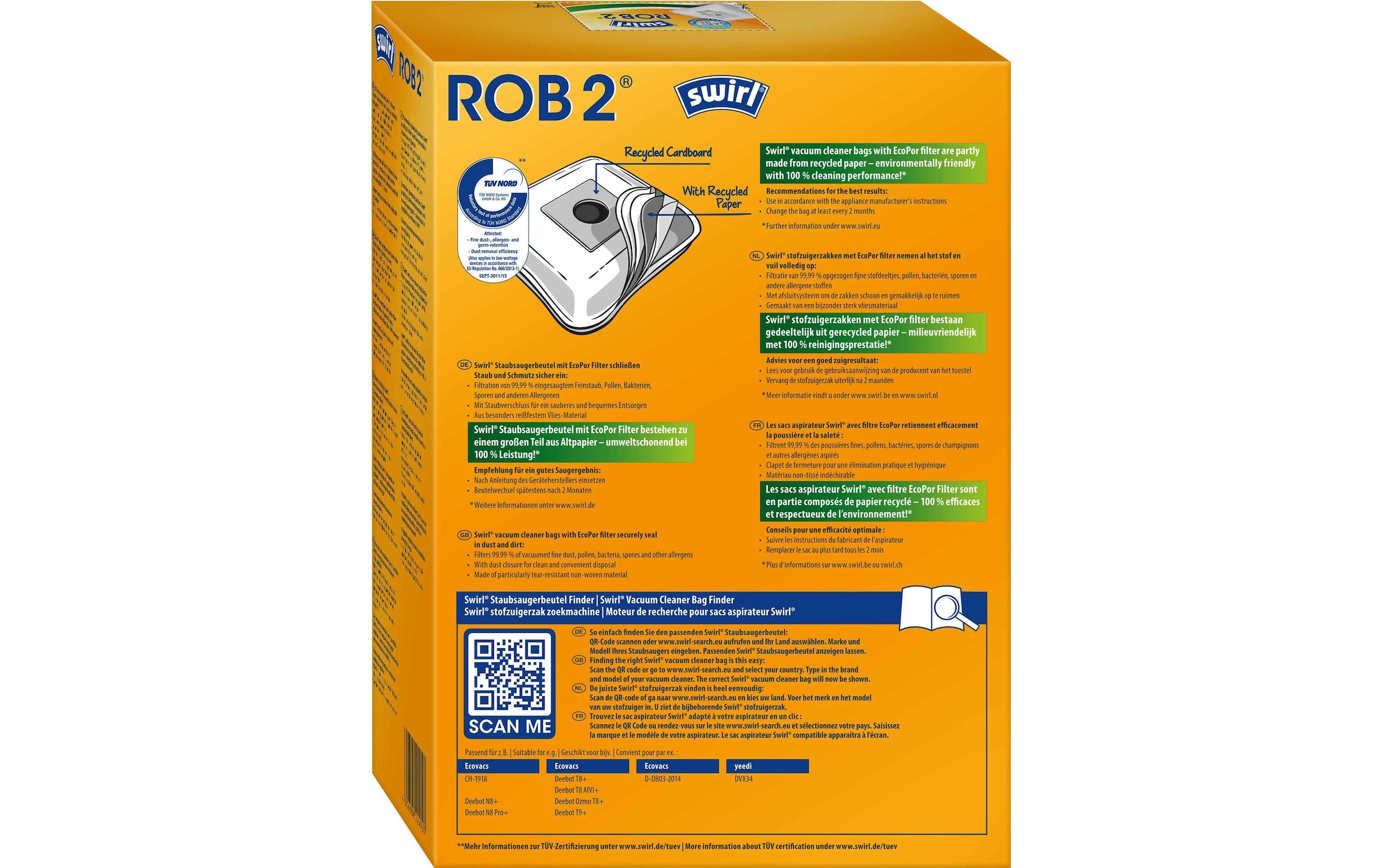 Swirl Staubsaugerbeutel »ROB 2 4 Stück«, (4 St.)