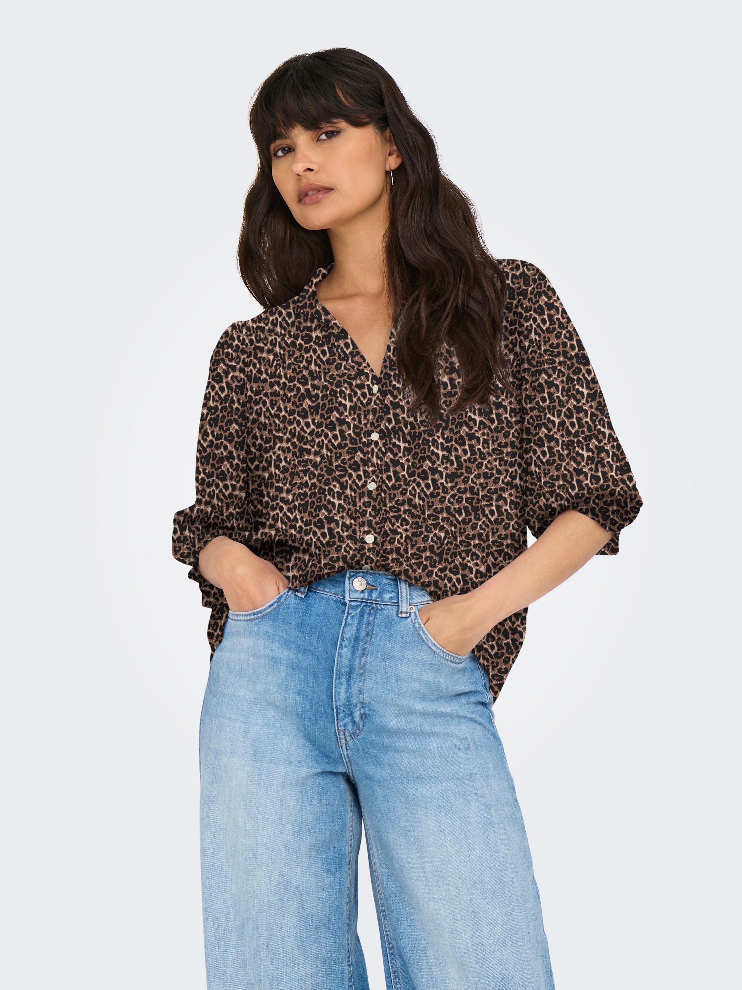 ONLY Kurzarmbluse "ONLRAYA 3/4 SHIRT WVN NOOS" Viskose, regular fit