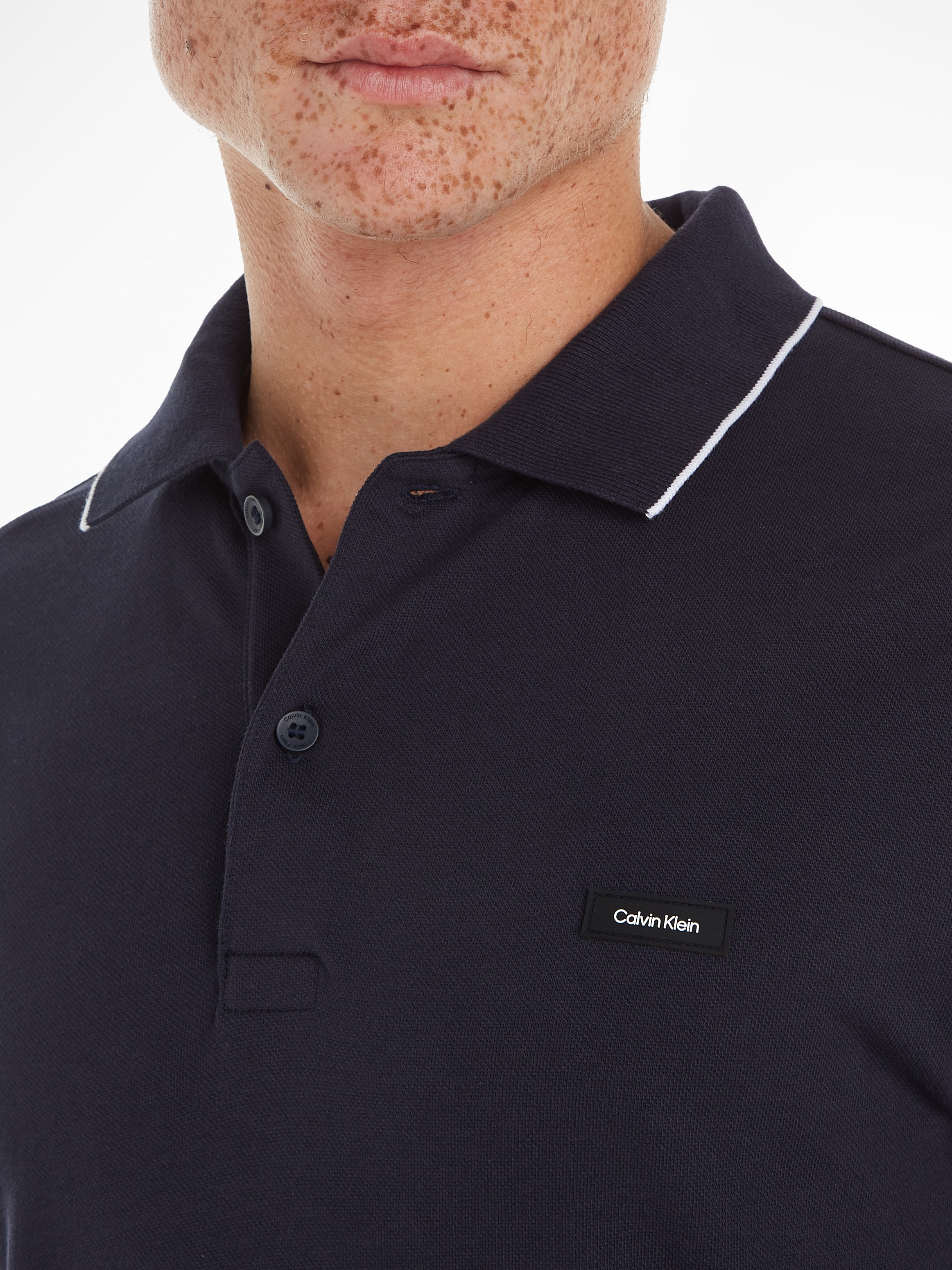 Calvin Klein Poloshirt »STRETCH PIQUE TIPPING LS POLO«