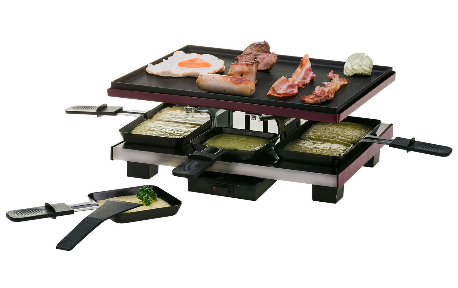 Nouvel Raclette »Nouvel Delux 4 Personen«, 4 St. Raclettepfännchen, 1000 W