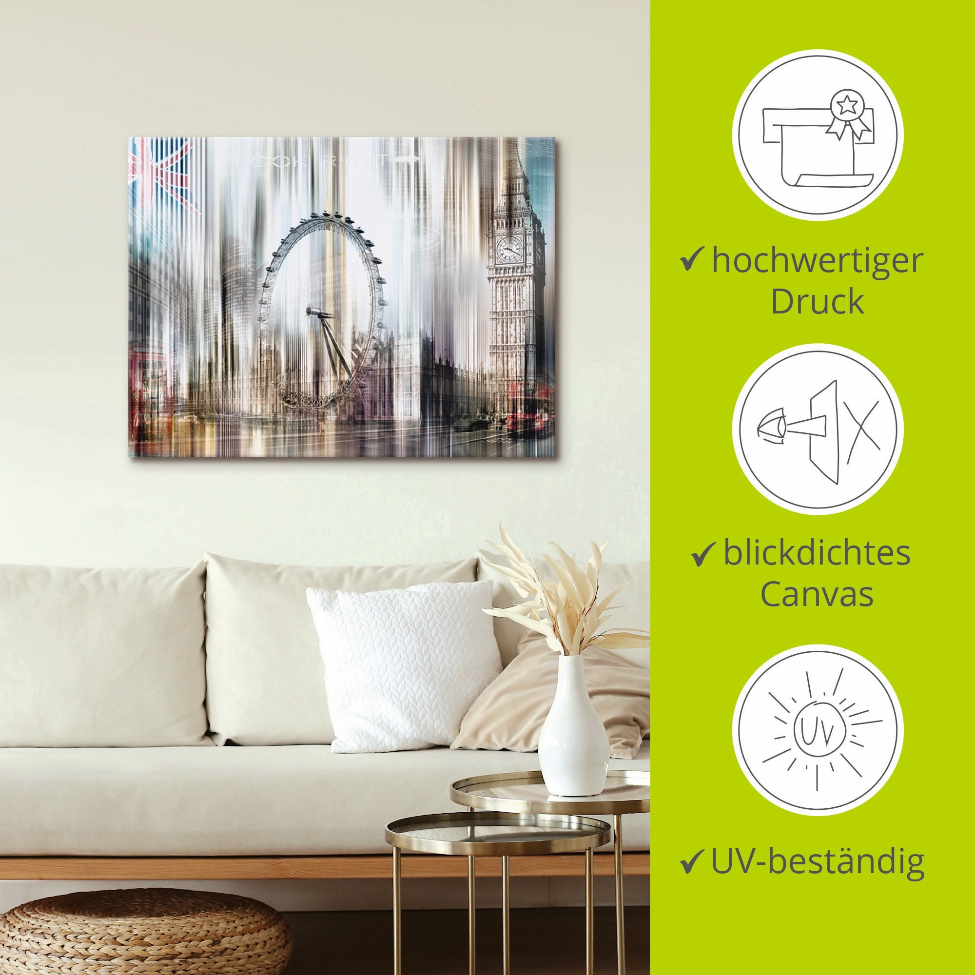 Artland Leinwandbild »London Skyline Collage I«, Gebäude, (1 St.), auf Keilrahmen gespannt
