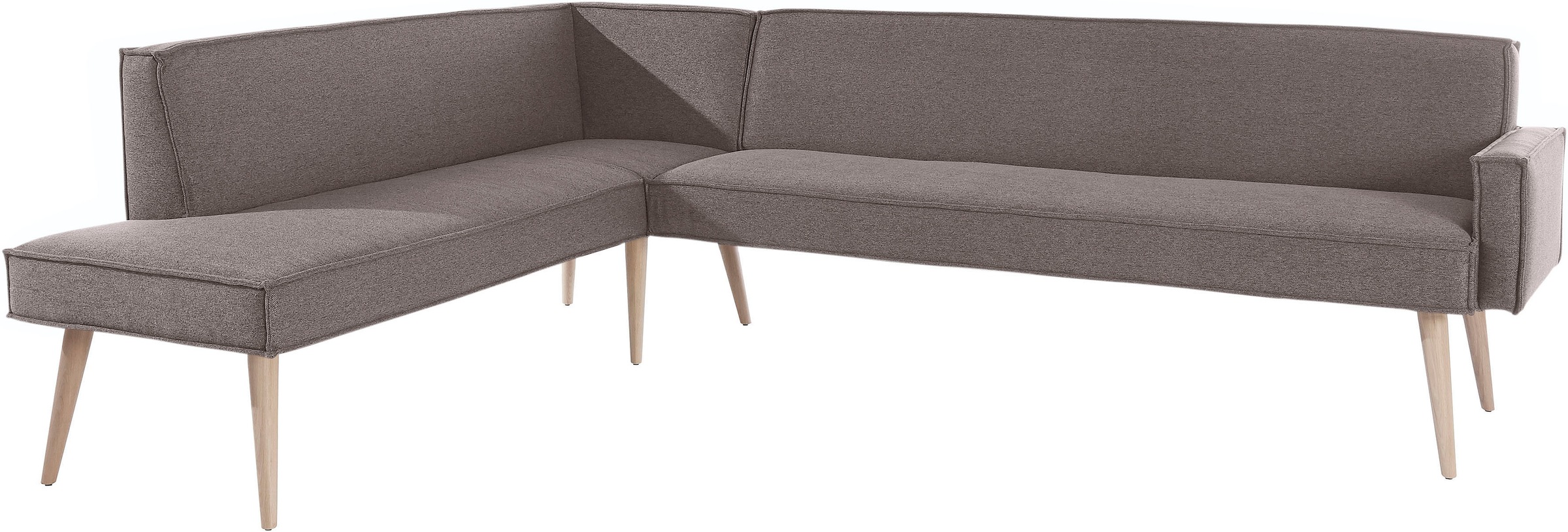 exxpo - sofa fashion Eckbank »Lungo, moderne Kedernaht, bequem und elegant, hoher Holzfuss«, hochwertige Detailverarbeitung, frei im Raum stellbar