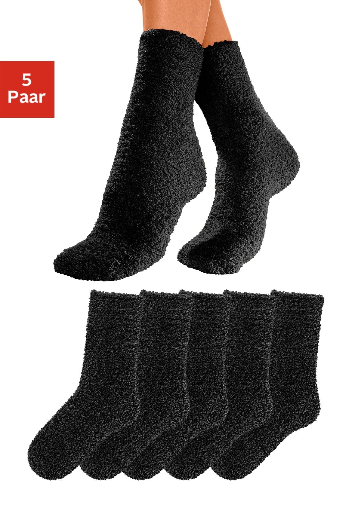 Lavana Kuschelsocken, (Set, 5 Paar), ideal als Hausschuhersatz