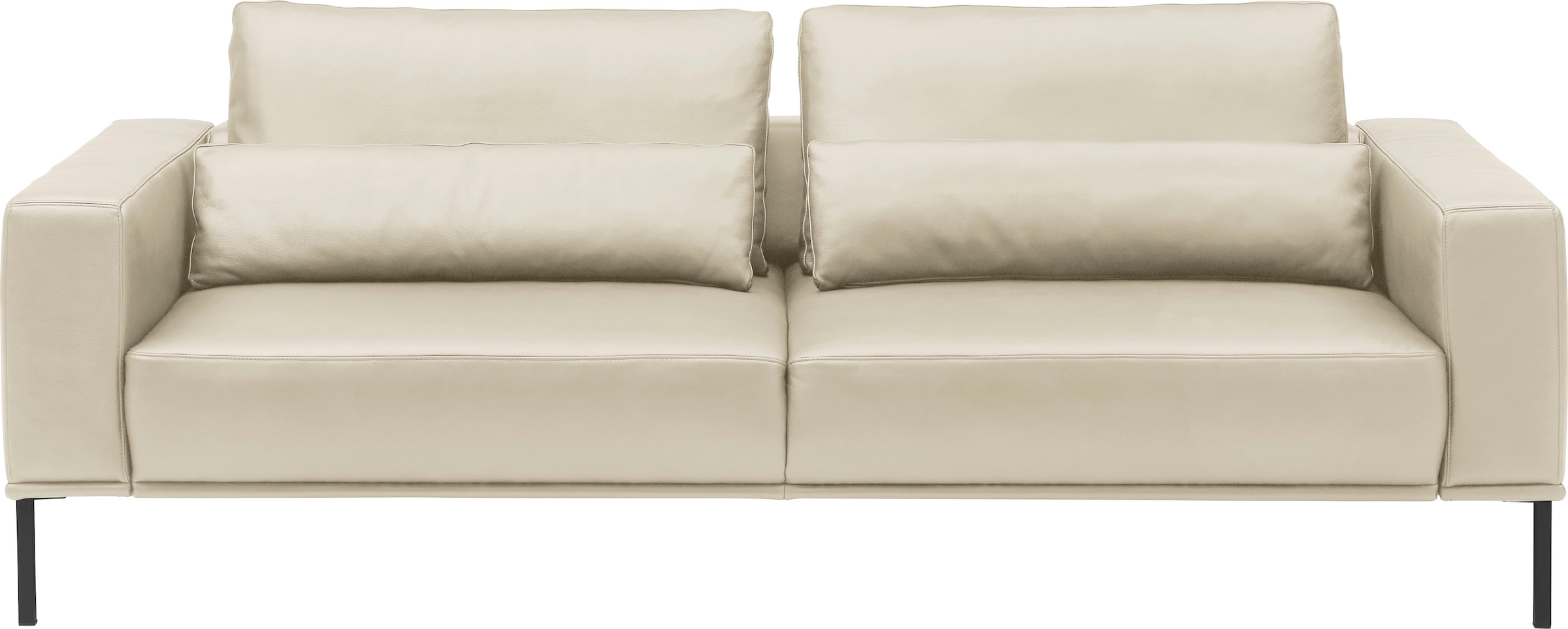 Musterring 3-Sitzer "JustBPM100, 242 cm breit, aus hochwertigem Leder" XL-Sofa, wahlweise mit Nierenkissen und mot. Sitzauszug, Fuss schwarz