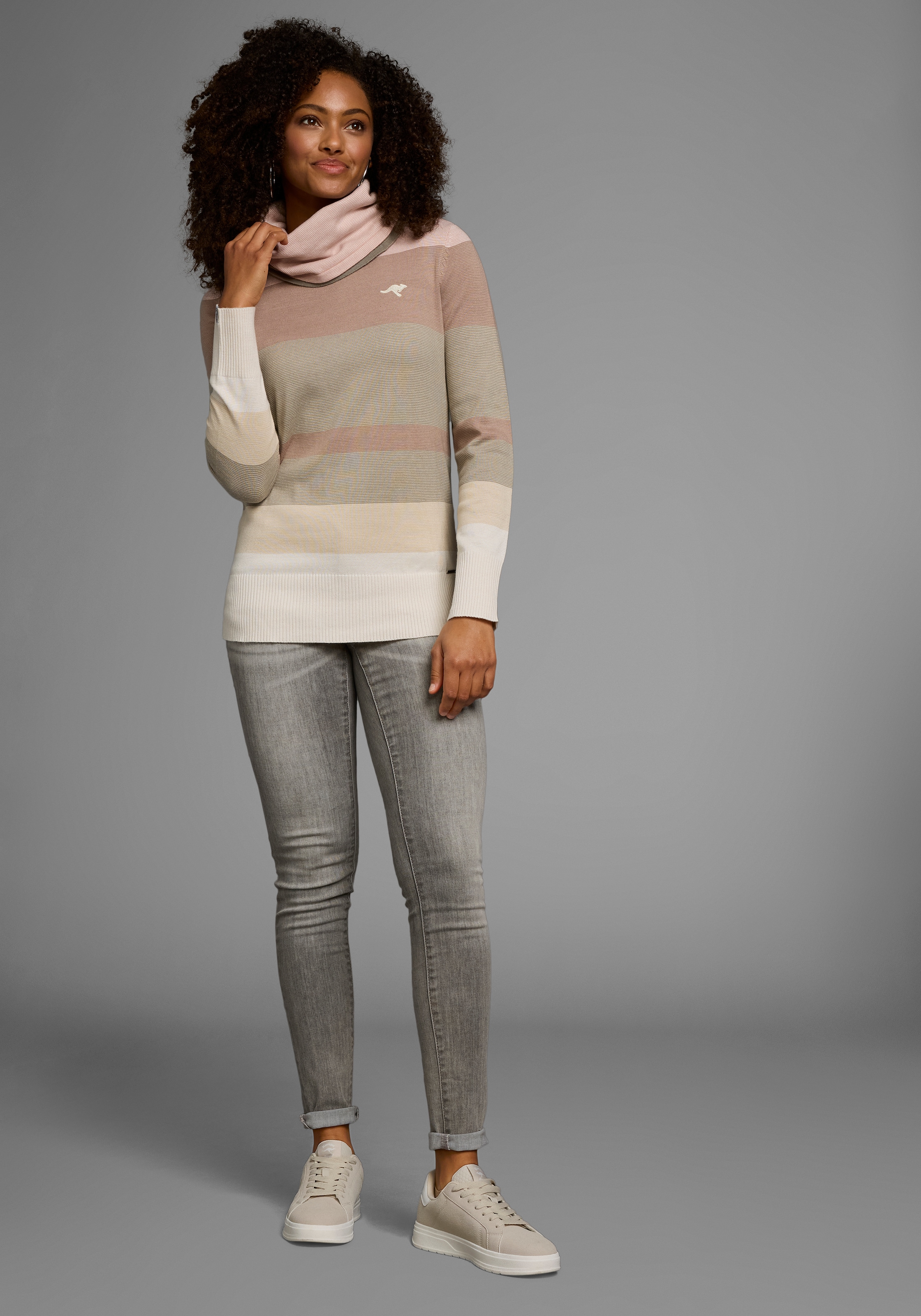 KangaROOS Rollkragenpullover, gestreift mit hohem Stehkragen