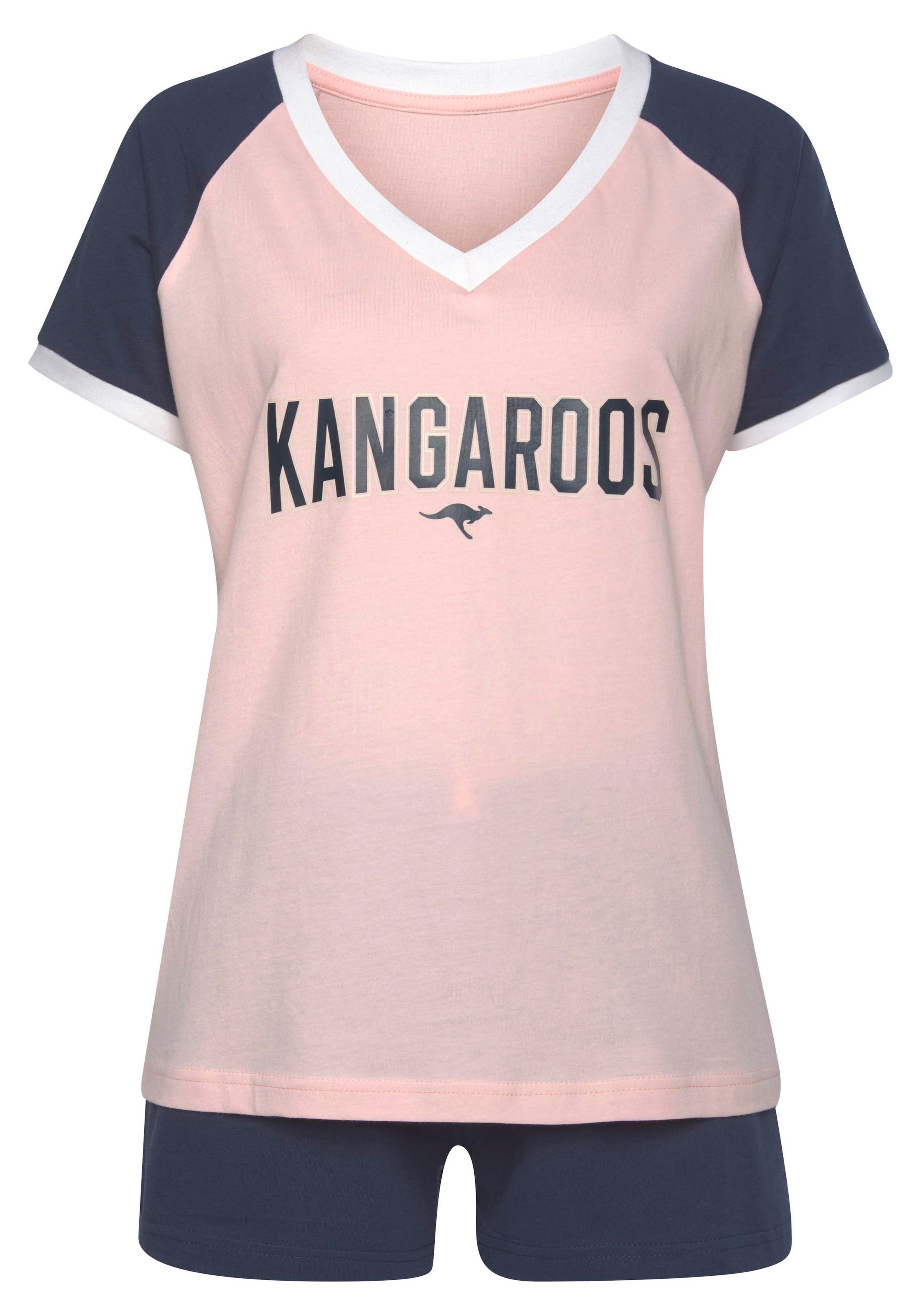 KangaROOS Shorty, (2 tlg.), mit kontrastfarbenen Raglanärmeln