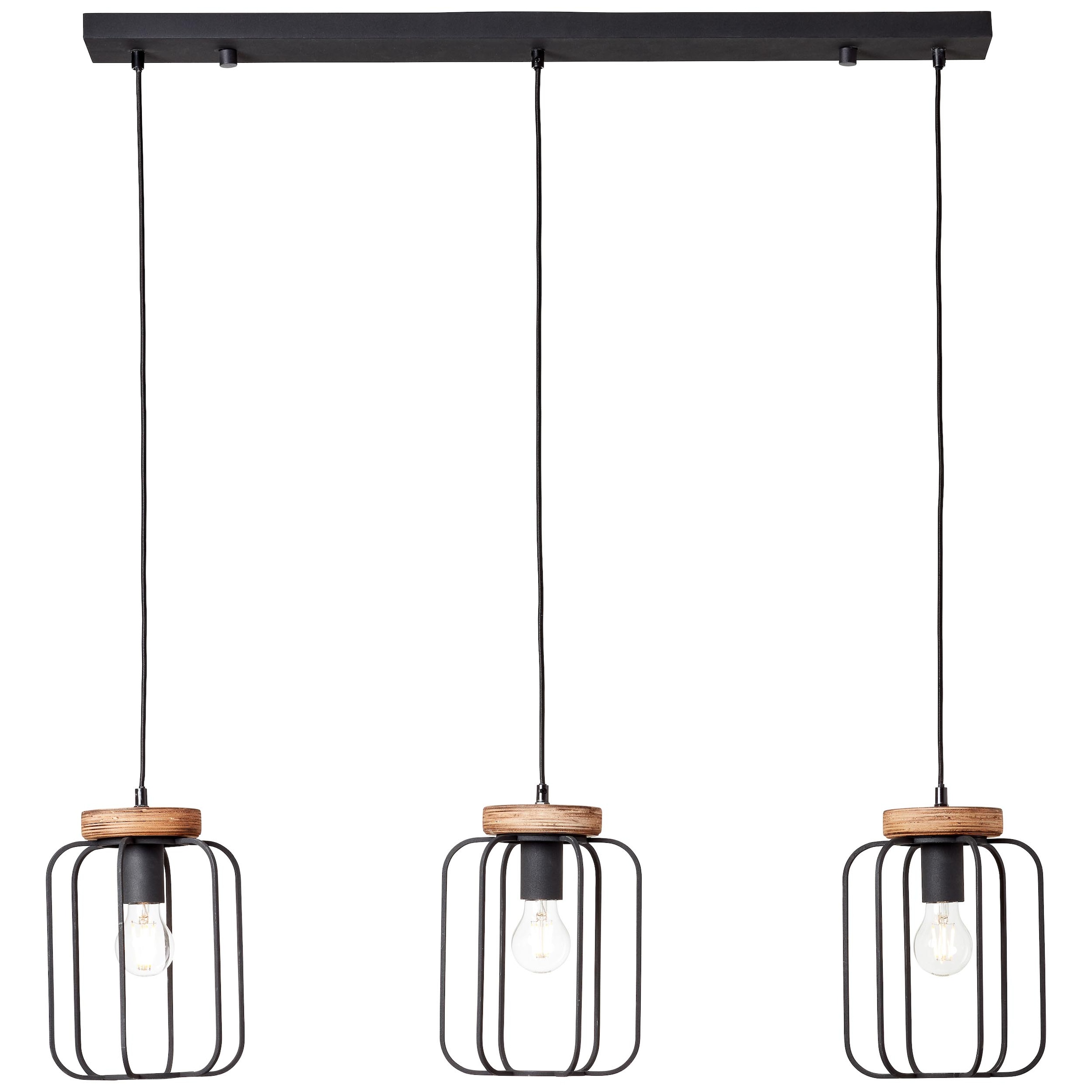 Brilliant Pendelleuchte »Tosh«, 3 flammig, Leuchtmittel E27 | ohne Leuchtmittel, 3flg Reihe antik holz/schwarz korund