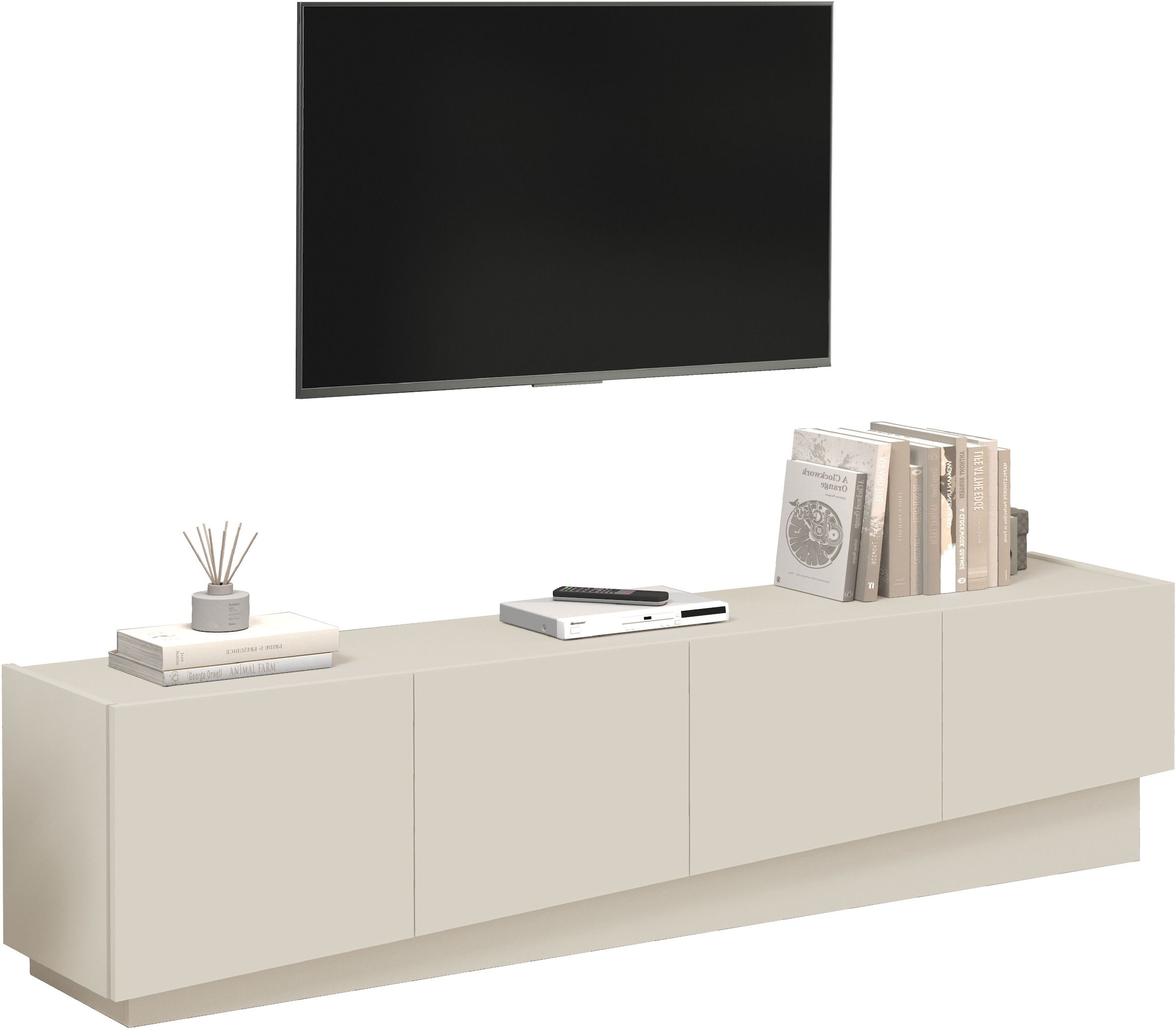 INOSIGN Lowboard »VELA, Lowboard, Breite 180 cm, Design mit schrägen Türen«, (1 St.), Made in Italy, Masse-B/T/H: 180x35x45, Lowboard, TV-Board, TV-Kommode