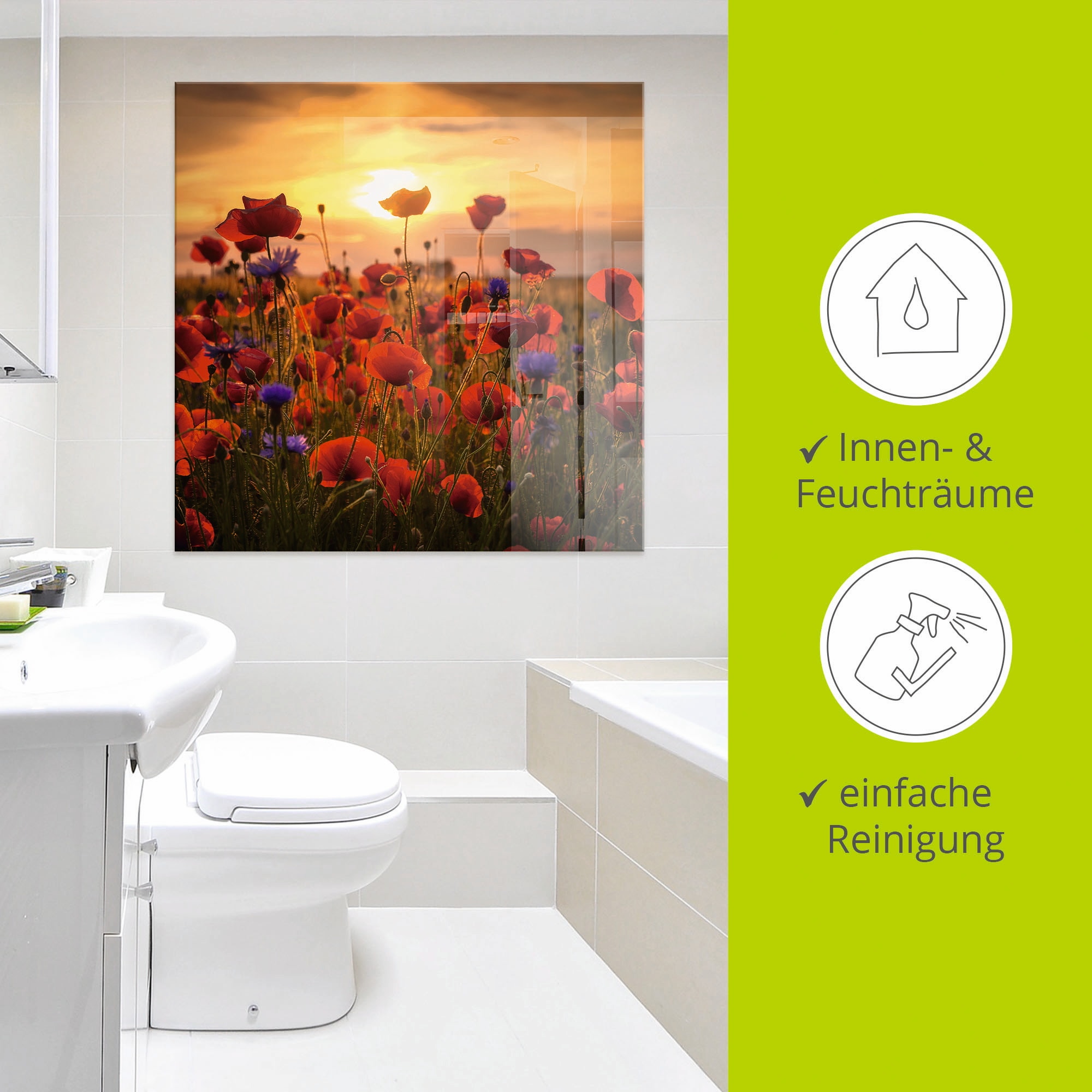 Artland Glasbild »Mohnblumen im Abendlicht«, Blumen, (1 St.), in verschiedenen Grössen