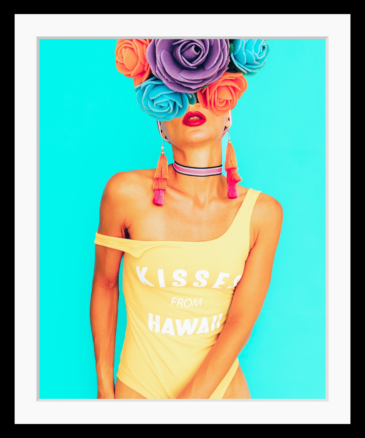 queence Bild "Lilli" Bilder von Frauen Blumen Blätter Frau Kunst Modern HD Premium Poster-Druck inkl. Holzrahmen