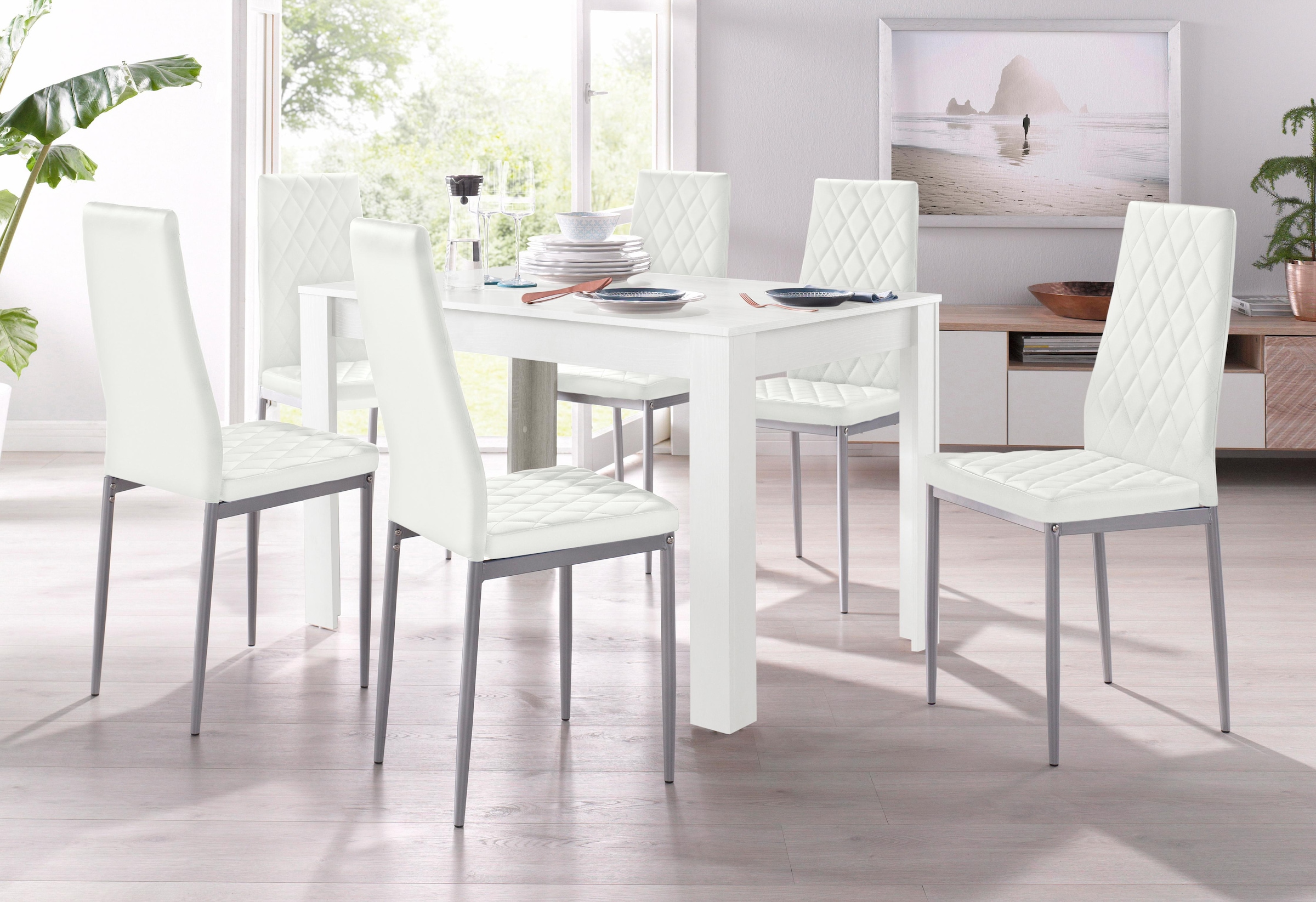 INOSIGN Essgruppe, (Set, 5 tlg.), mit Tisch in Weiss, Breite 120 cm online  bestellen | Jelmoli-Versand