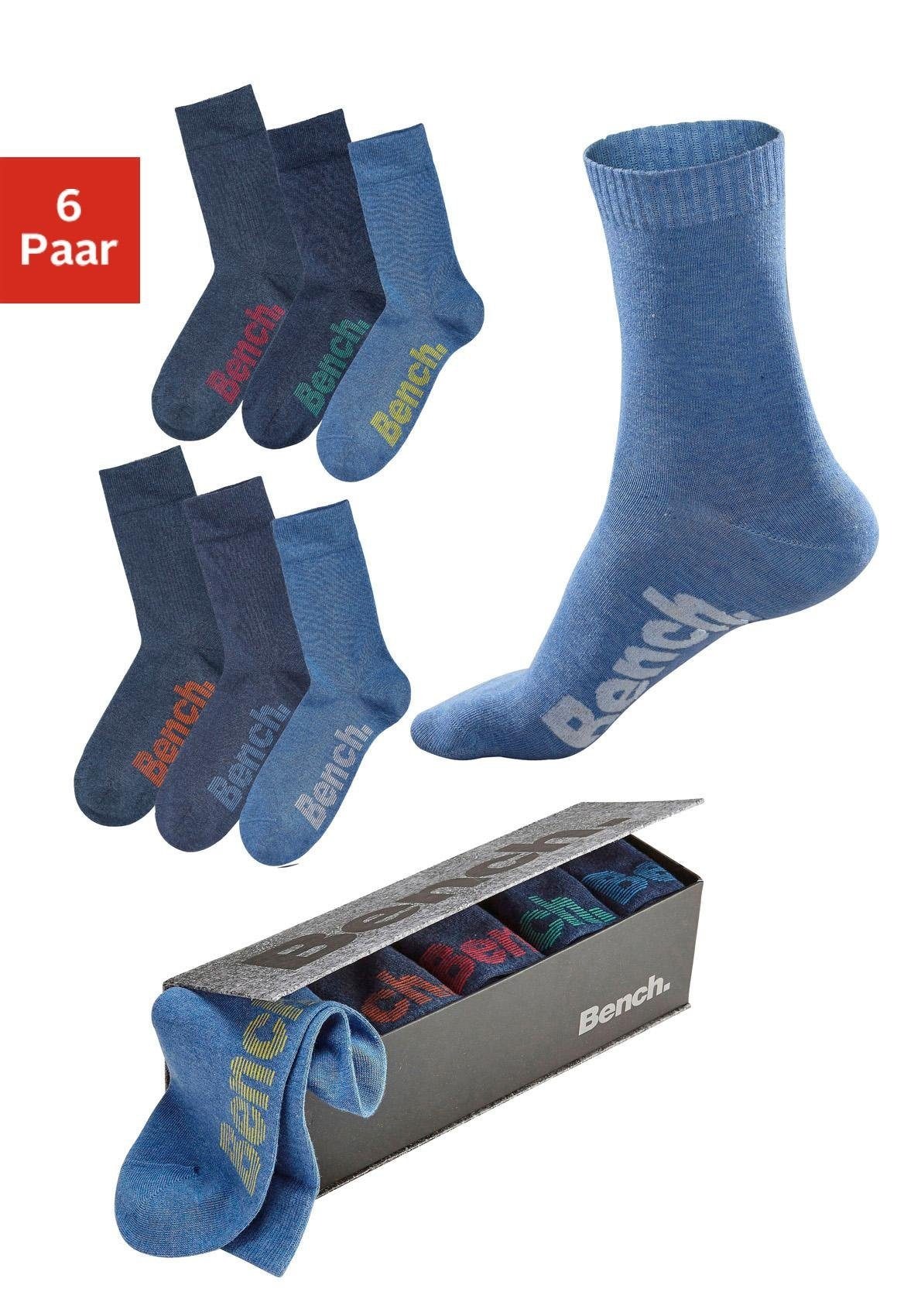 Socken, (Box, 6 Paar), mit verschiedenfarbigen Logos