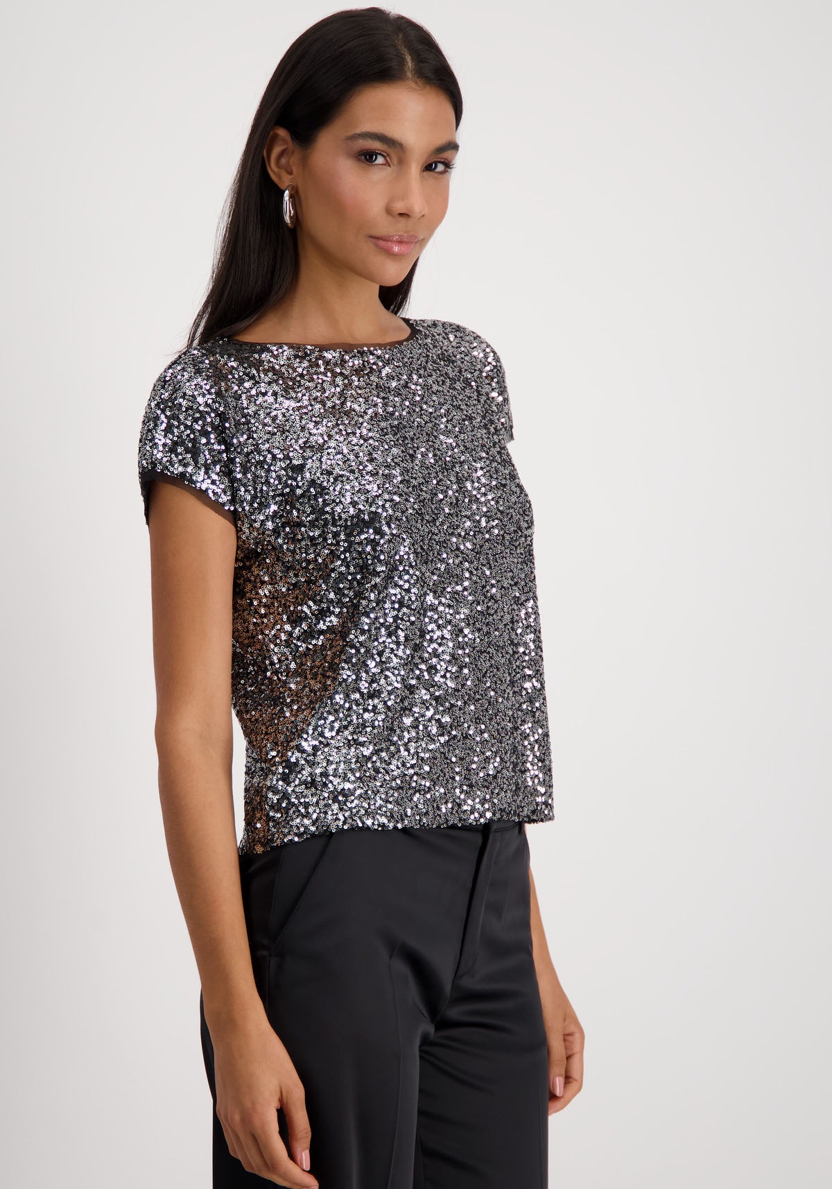 Monari Rundhalsshirt, mit Pailletten