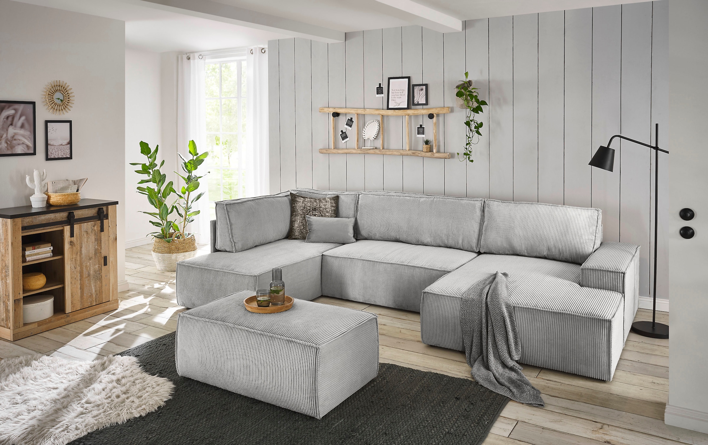 Home affaire Hocker »SHERWOOD, Polsterhocker in 3 Stoffarten verfügbar«, passend zur Polster-Serie SHERWOOD