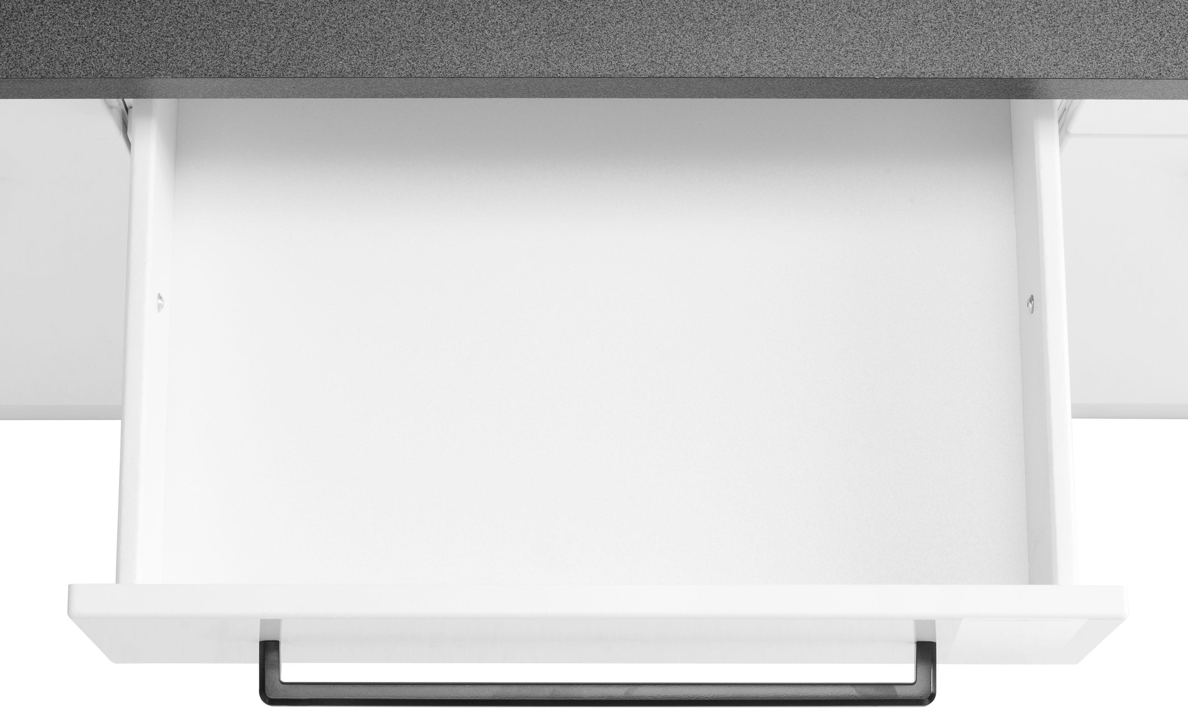 KOCHSTATION Unterschrank »KS-Tulsa«, 100 cm breit, 2 Schubkästen, 2 Türen, schwarzer Metallgriff, MDF Front