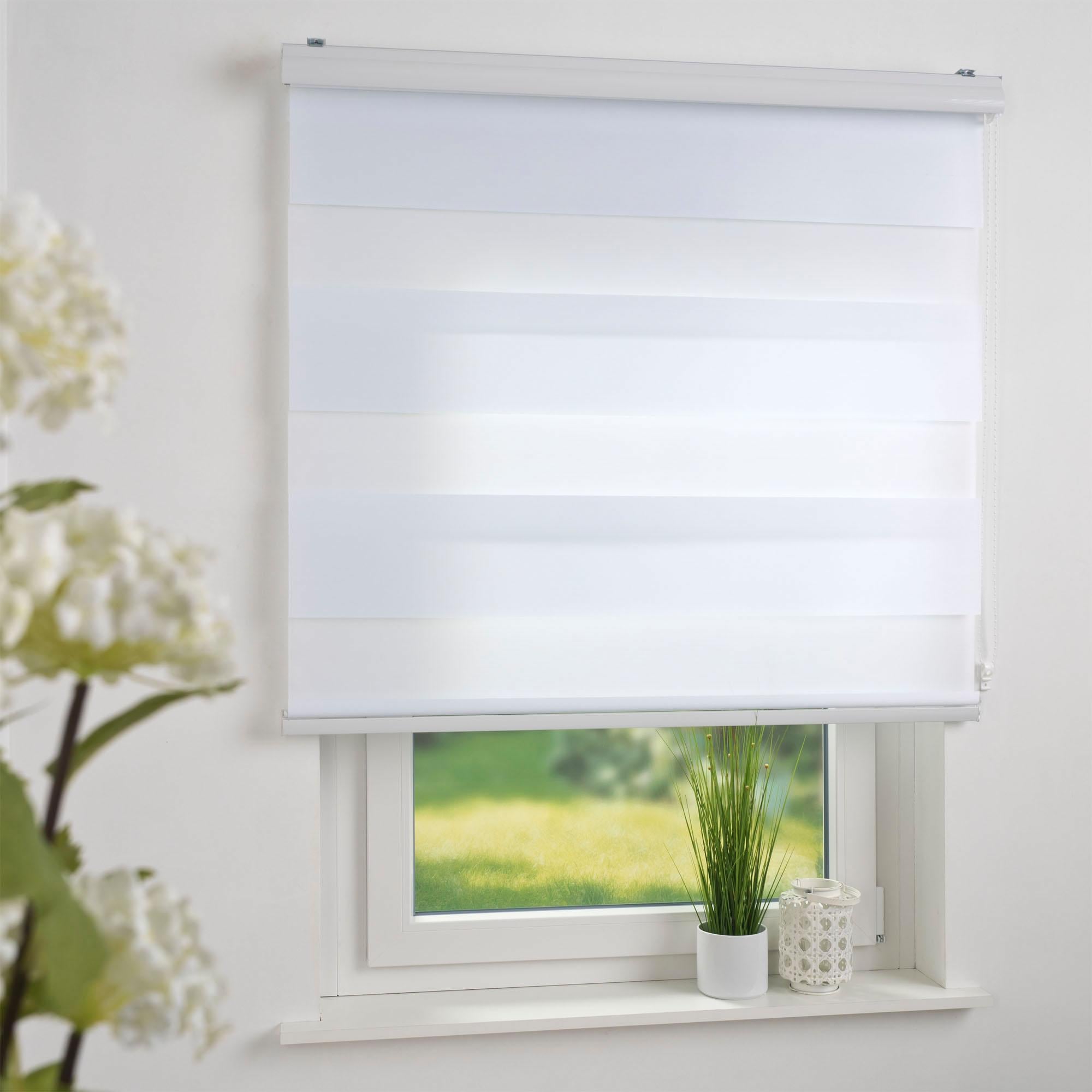 Liedeco Doppelrollo »DUO-Rollo mit 20 cm Streifen«, Lichtschutz, mit Bohren, im Fixmass