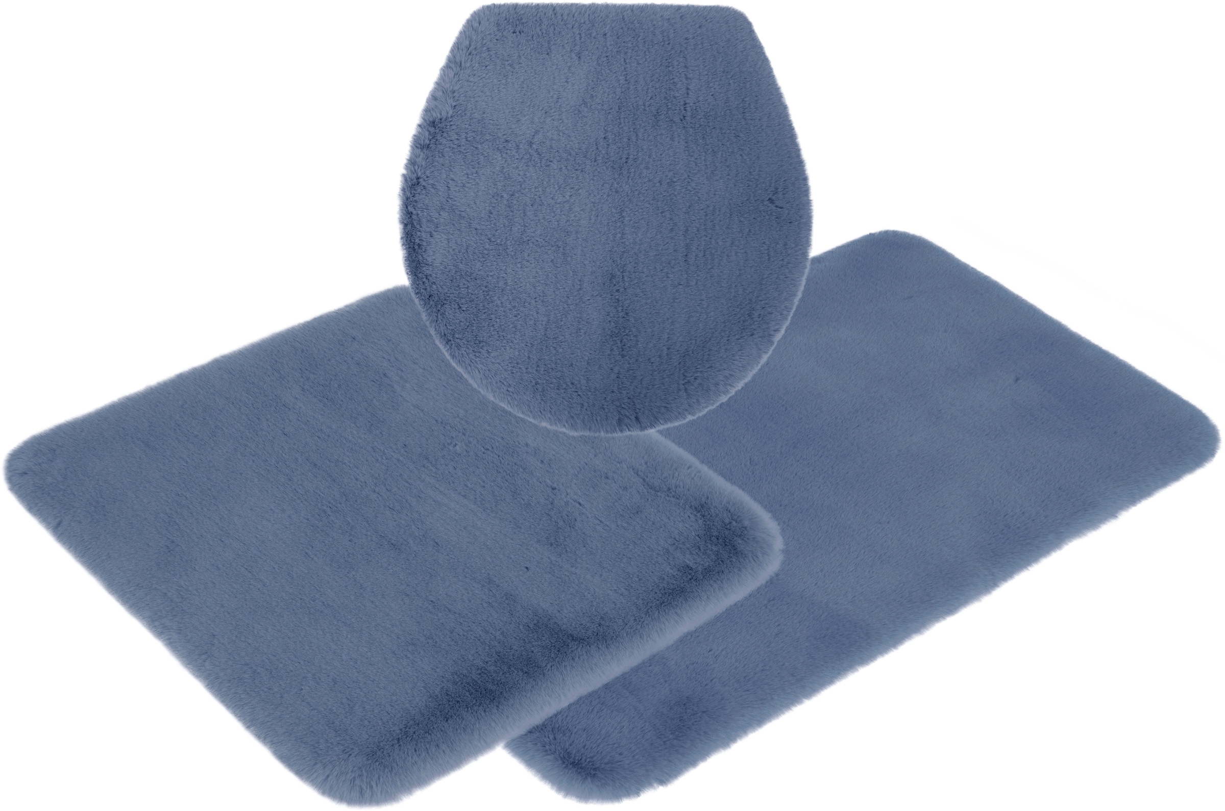 my home Badematte »Rabbit Badematten, Badvorleger, Badezimmer Teppich«, rutschhemmend beschichtet, strapazierfähig-fussbodenheizungsgeeignet-schnell trocknend, Kaninchenfell-Haptik, Badteppich, rechteckig, rund & als 3-tlg. Set