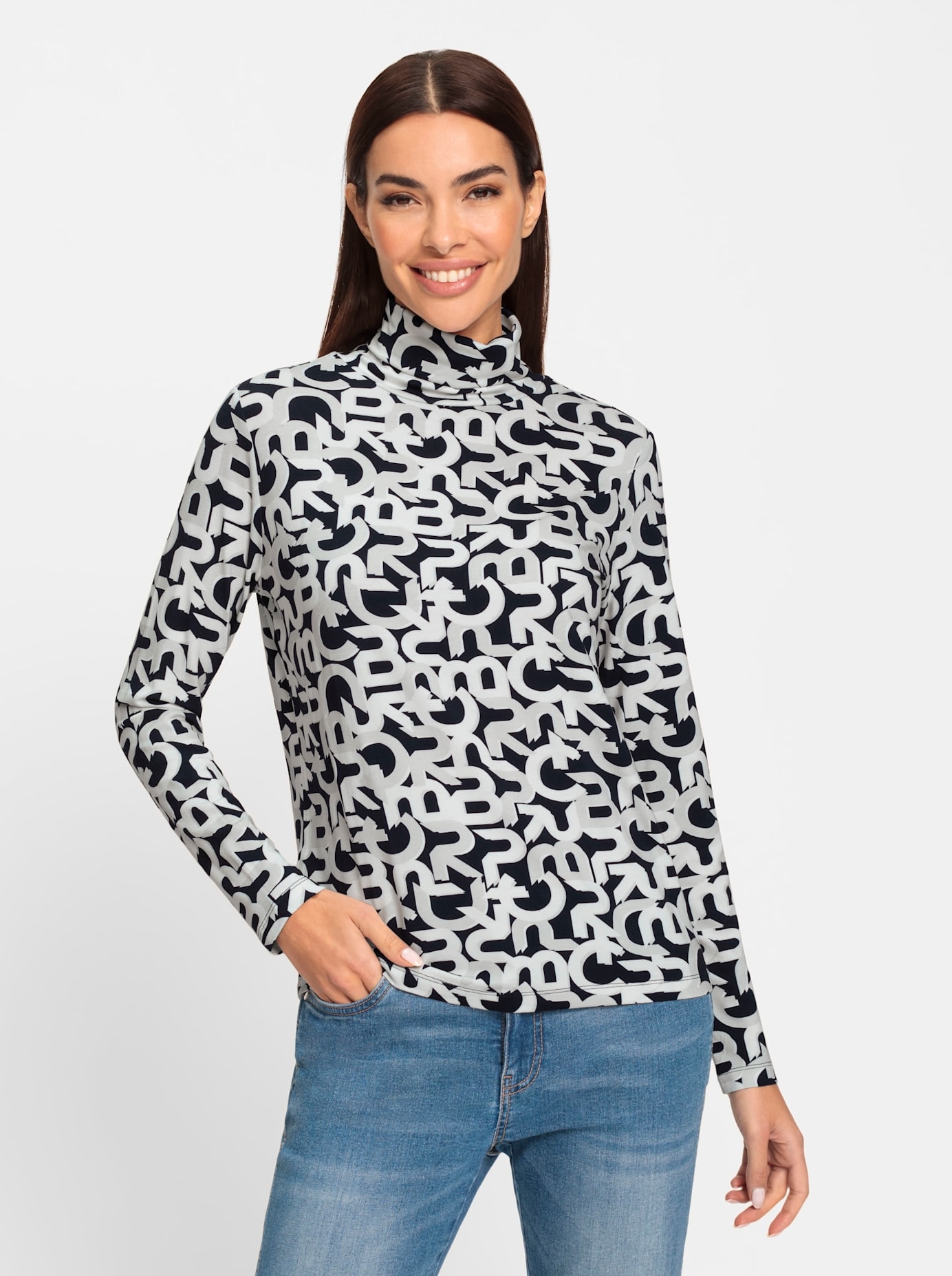 heine Rollkragenshirt »Druck-Shirt«, (1 tlg.)