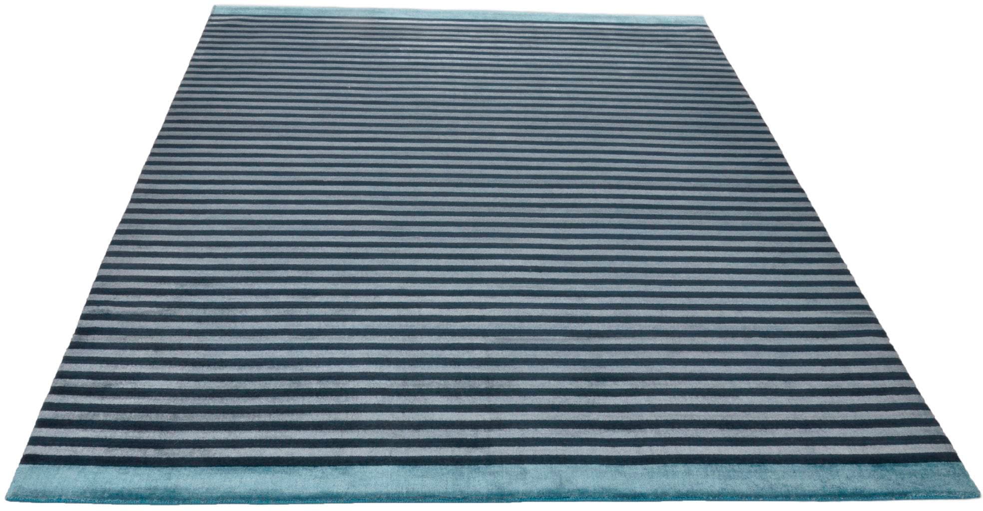 THEKO Teppich »Miami 3286«, rechteckig, Handweb Teppich, gestreift, handgewebt, aus Viskose & Wolle