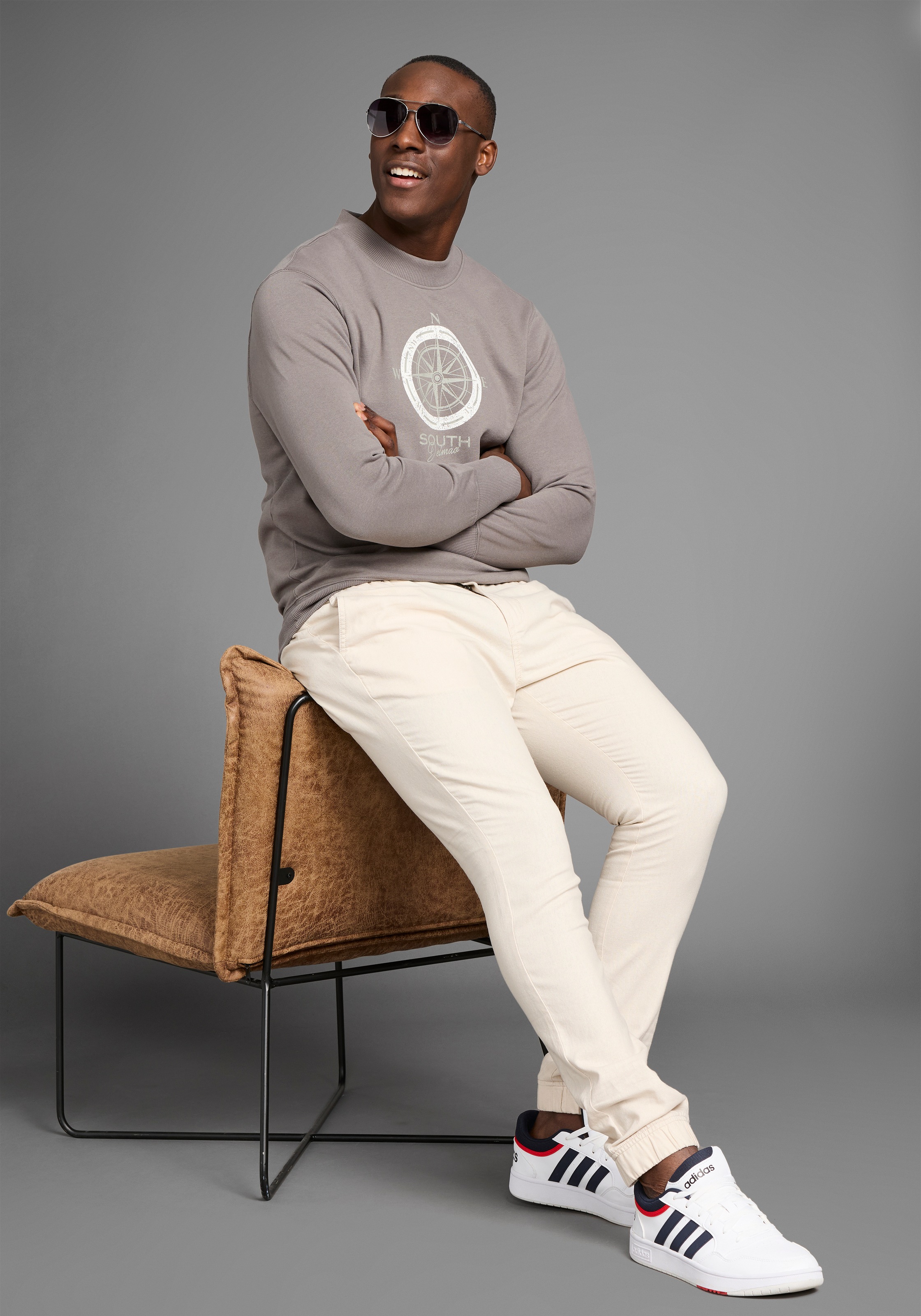 DELMAO Sweatshirt, lange Ärmel, lässige Passform, mit Print, Rundhals