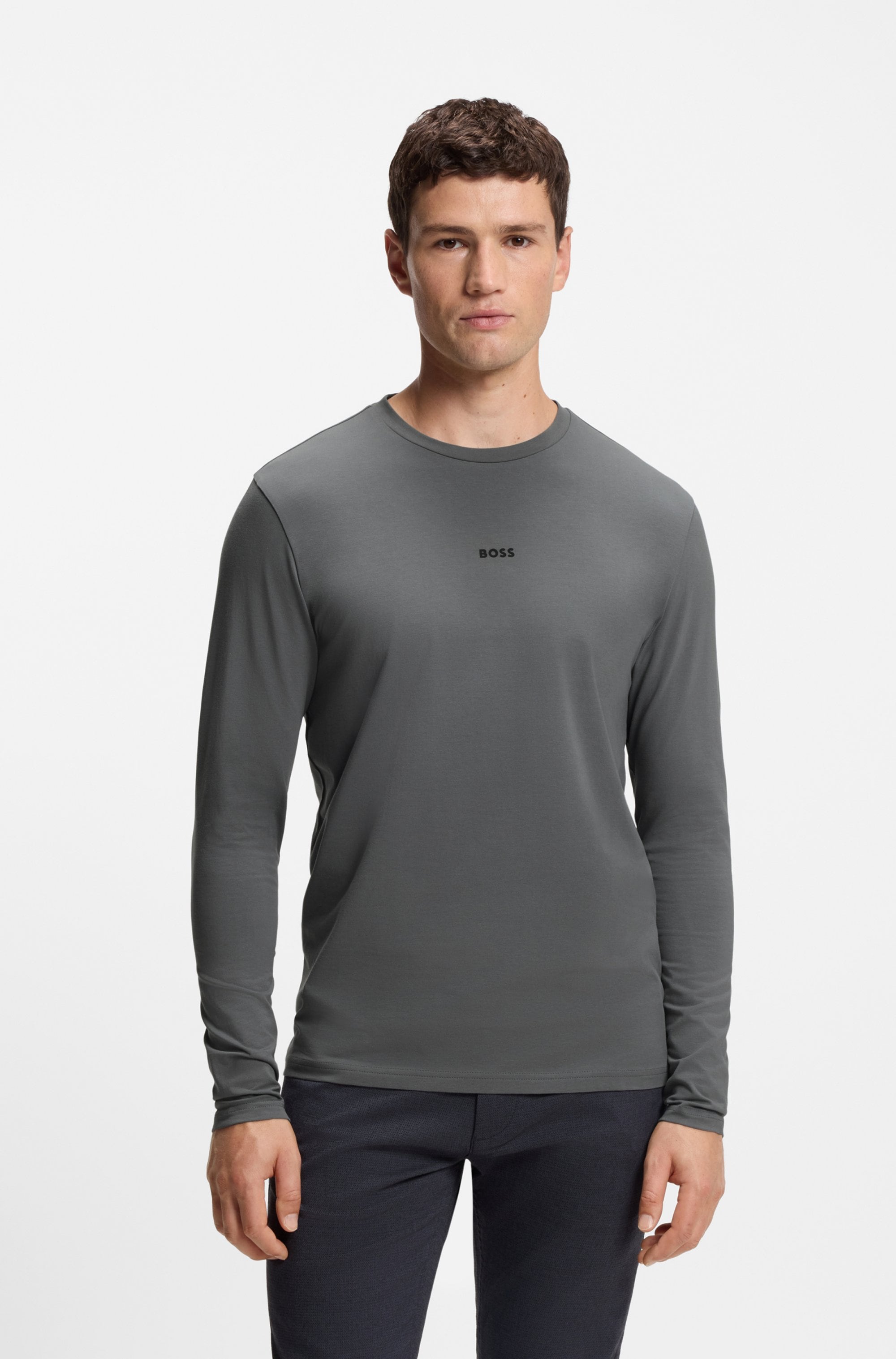 BOSS ORANGE Langarmshirt »TChark« Rundhalsausschnitt, Regular Fit, mit BOSS-Logo