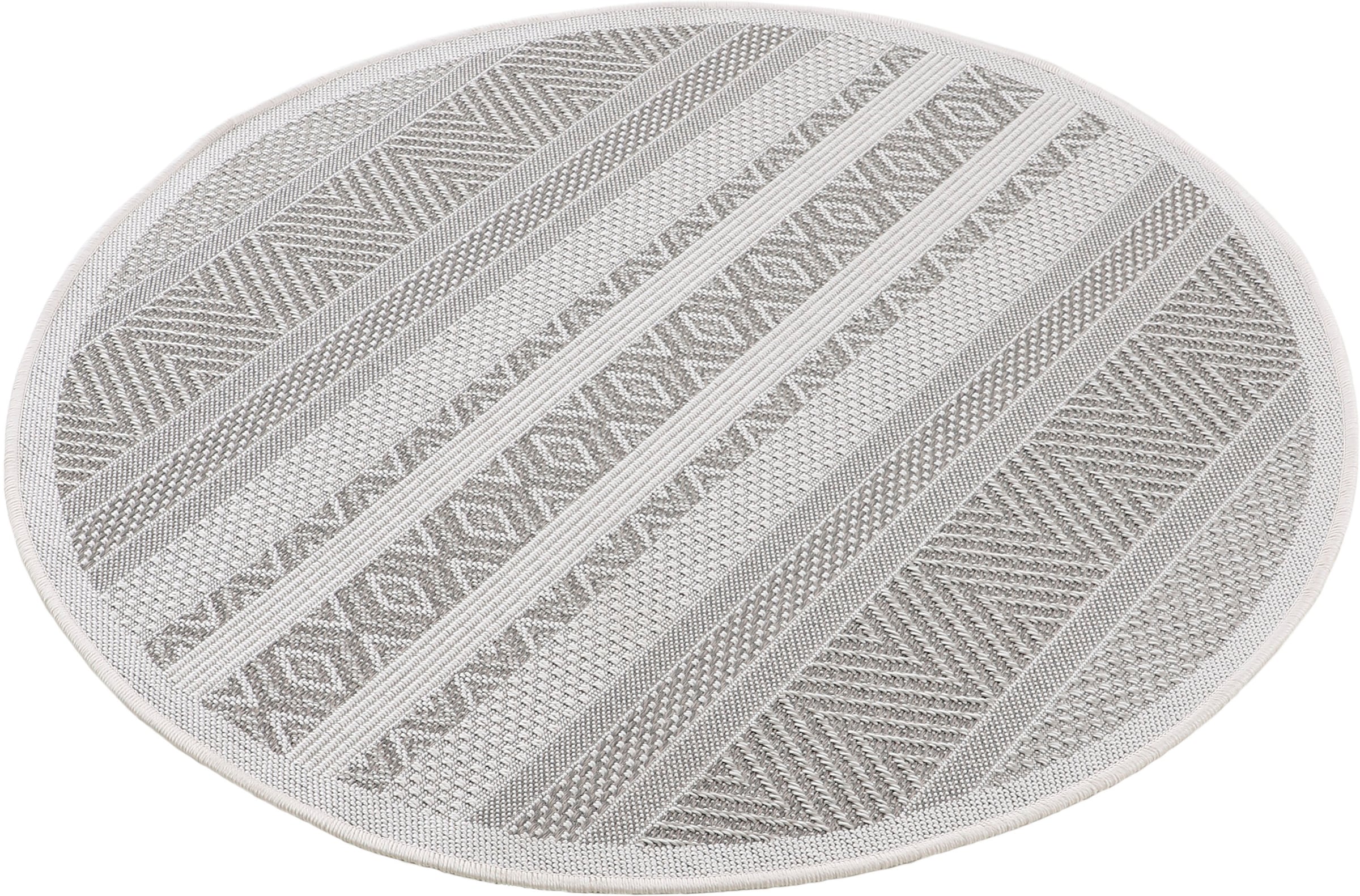 carpetfine Teppich »Boho 101«, rund, 4 mm Höhe, robustes Flachgewebe, Sisal Optik, UV-beständig, Aussenbereich