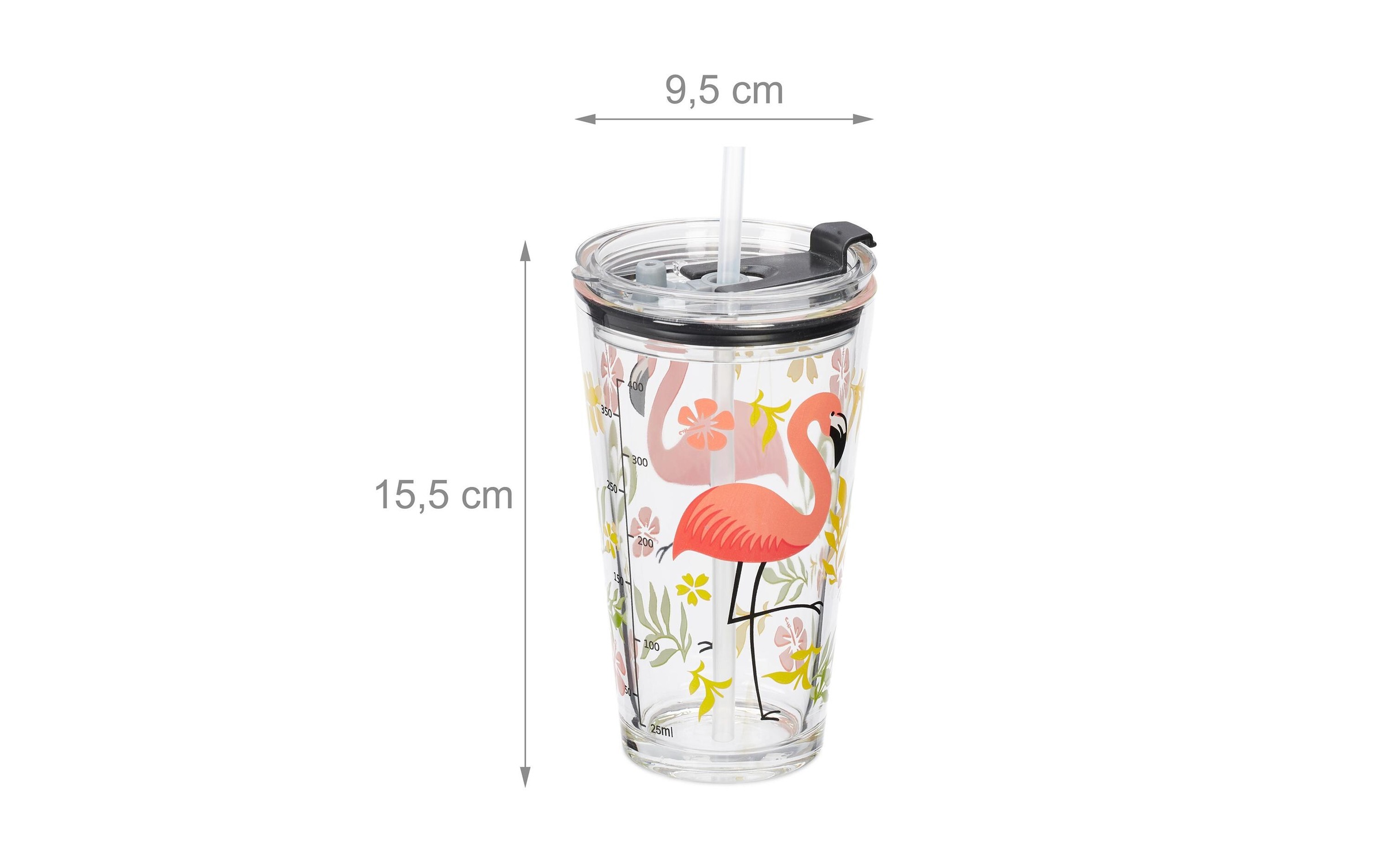 relaxdays Glas »Flamingo 4 Stück 450 ml«