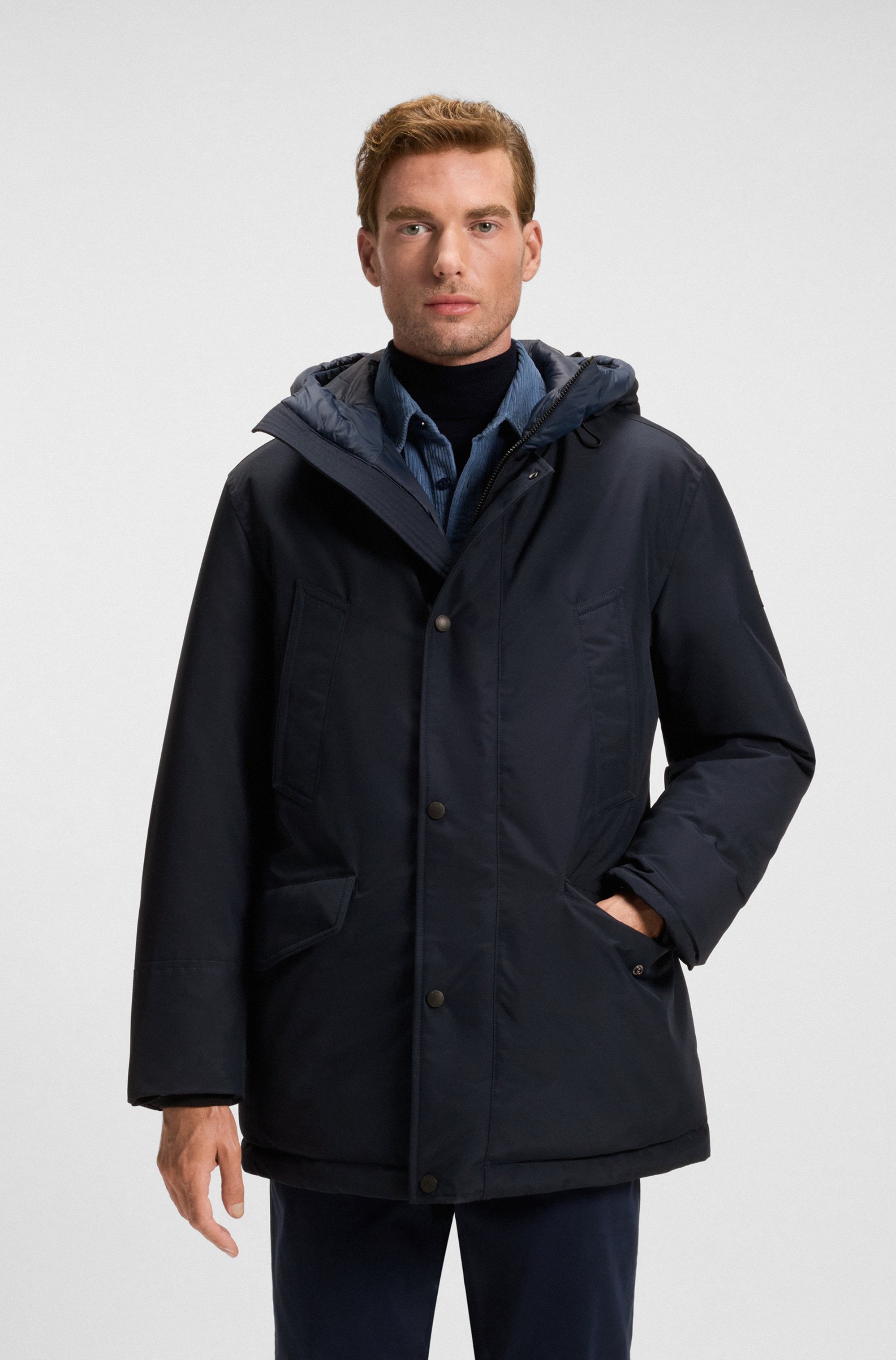 BOSS ORANGE Parka »Osiass« mit Kapuze relaxed fit, mit wattierter Kapuze, verdeckter Reissverschluss