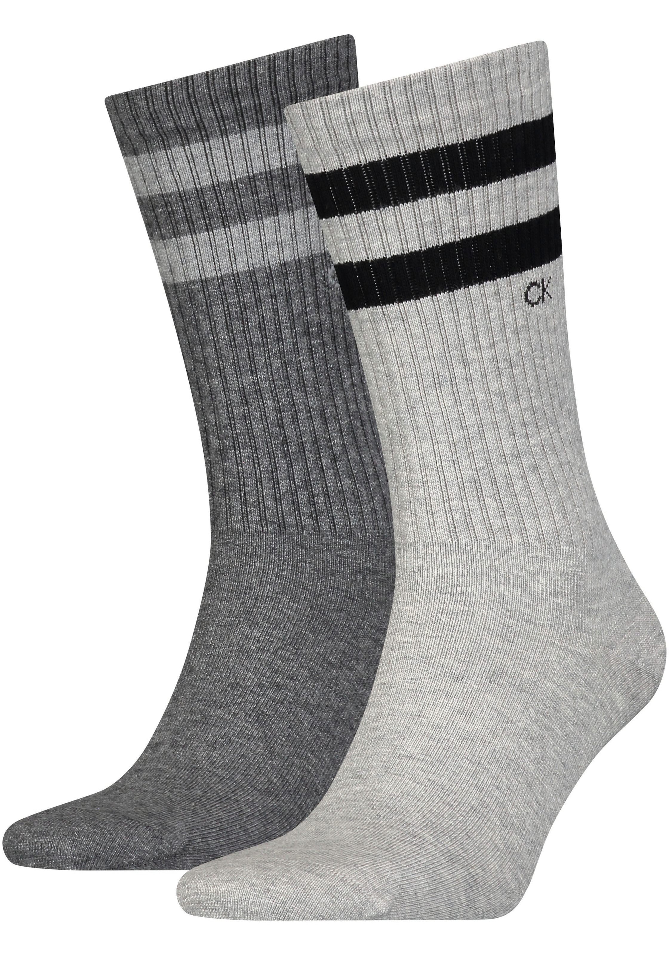 Calvin Klein Socken »CK MEN SOCK 2P STRIPES« 2 Paar tlg. CK Branding, gestreiftes Bündchen