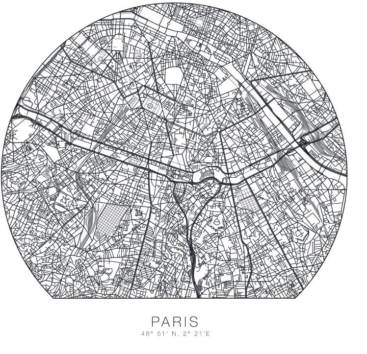 Wall-Art Wandtattoo »Paris Tapete runder Stadtplan«, (1 St.), selbstklebend, entfernbar