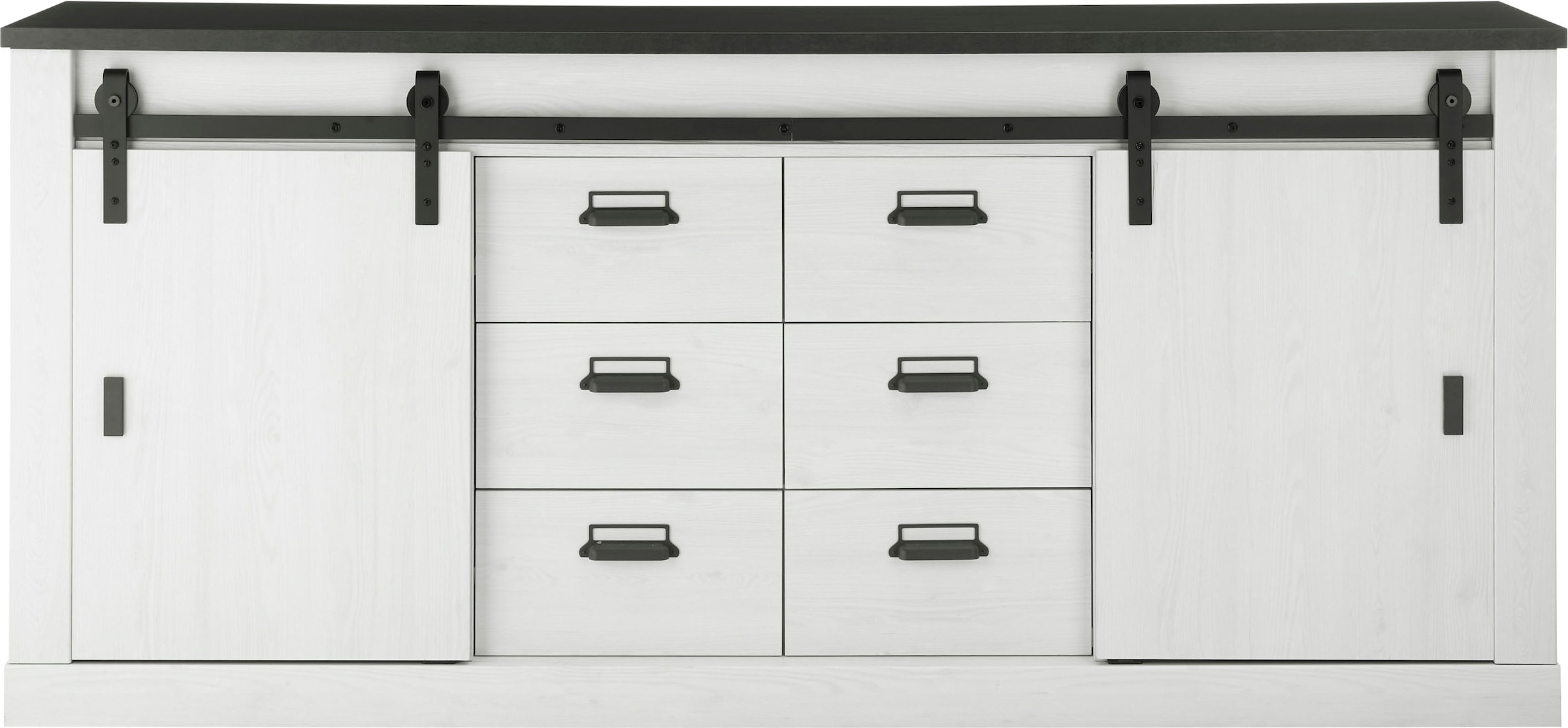 Home affaire Sideboard »SHERWOOD«, modernes Holz Dekor, mit Scheunentorbeschlag aus Metall, Breite 201 cm