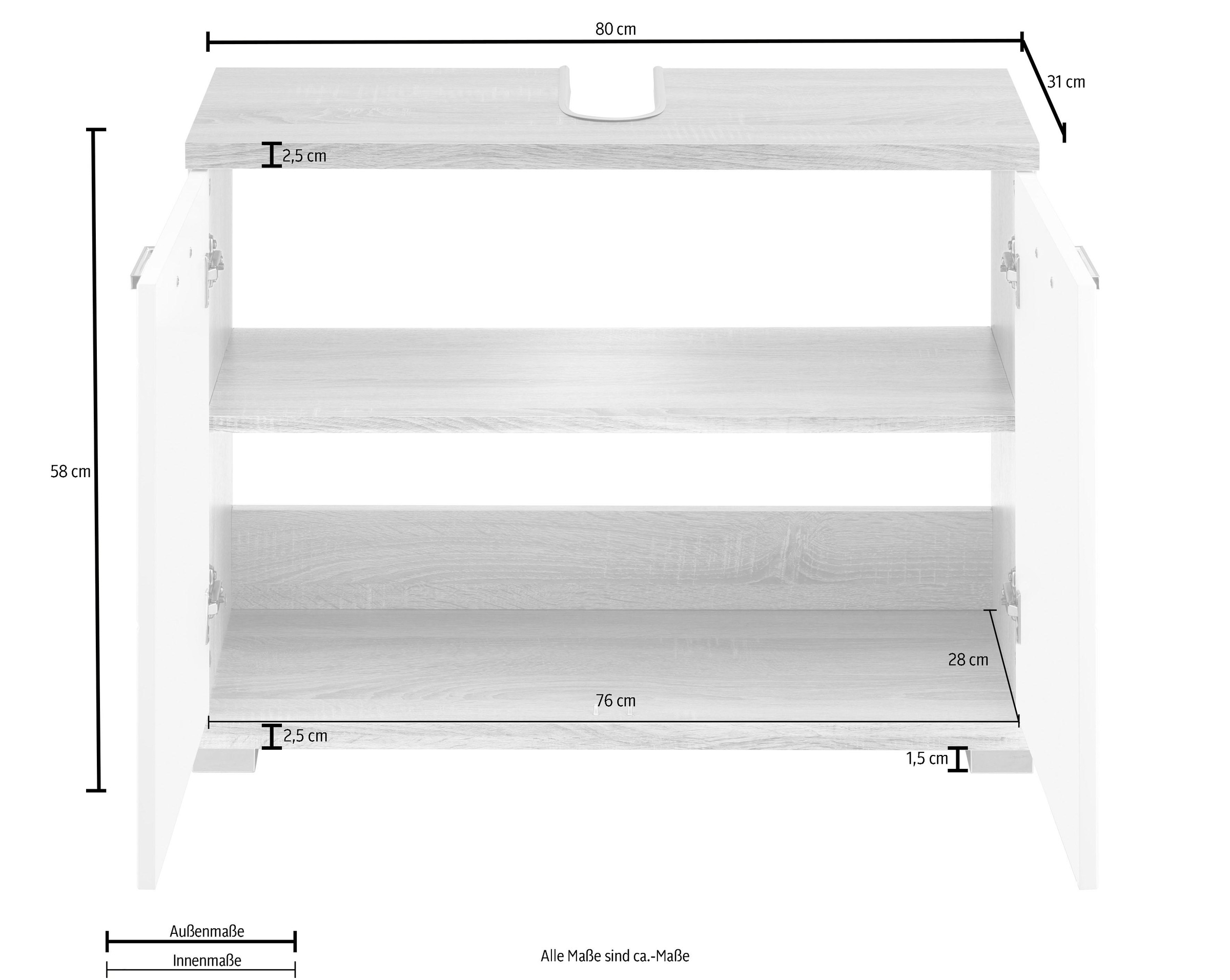 Homexperts Waschbeckenunterschrank »Nusa«, Breite 80 cm, Badezimmerschrank,  Ausschnitt für Abwasserleitung online bestellen | Jelmoli-Versand