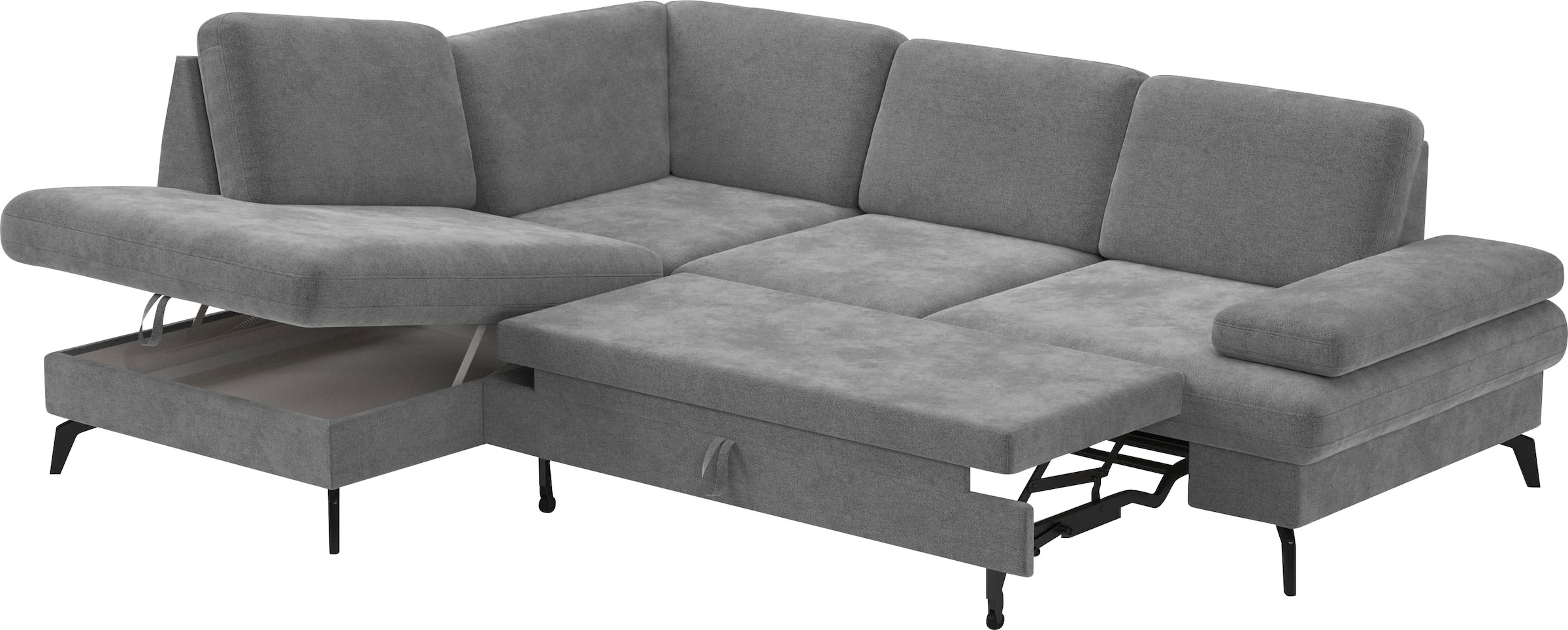 sit&more Ecksofa »Morris L-Form, inkl. Sitztiefenverstellung«, wahlweise mit Armteilverstellung, Bettfunktion & Bettkasten