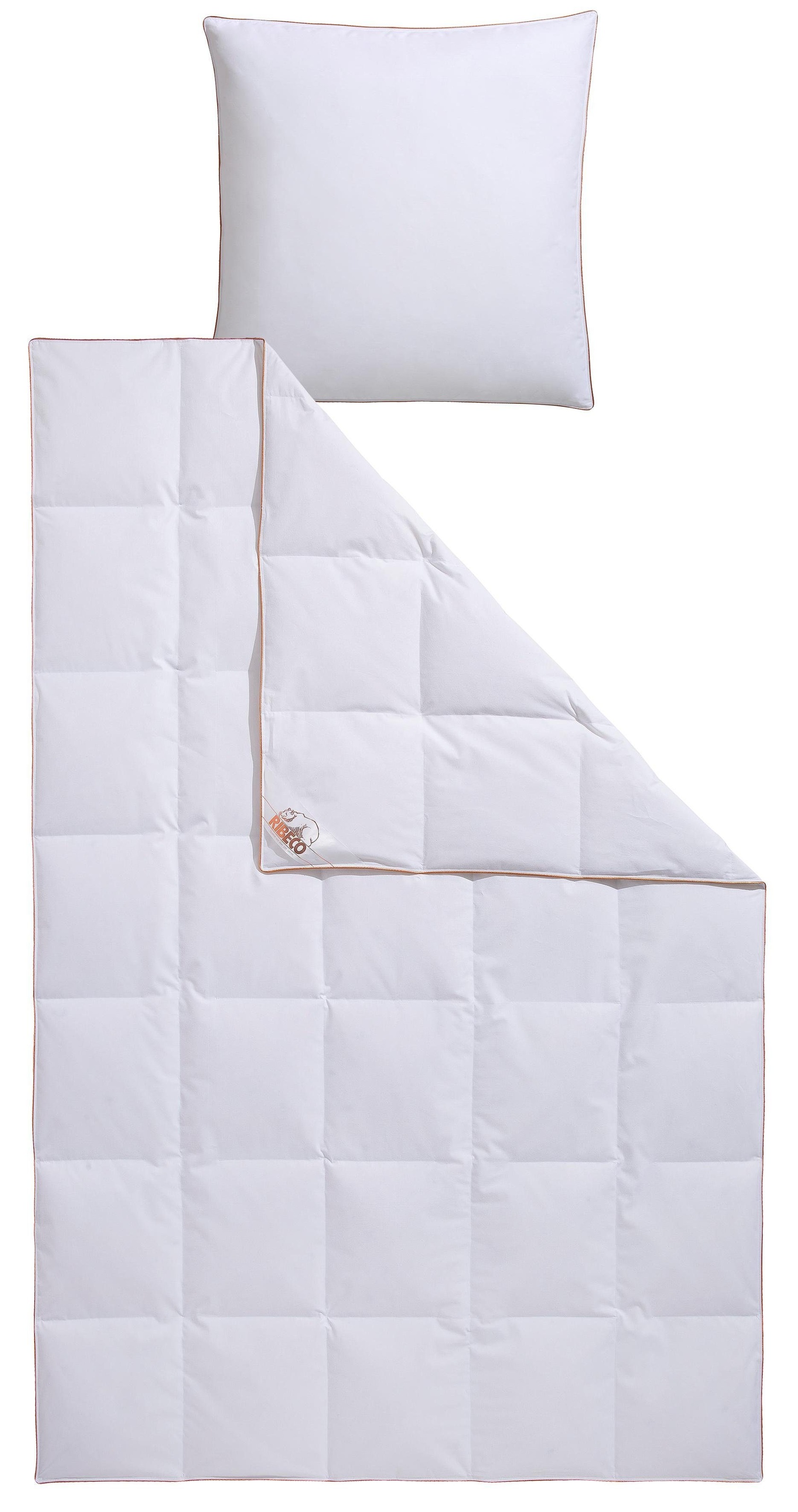 RIBECO Daunenbettdecke + Kopfkissen "Ella" Set (Daunendecke + Kissen) zum Top-Preis