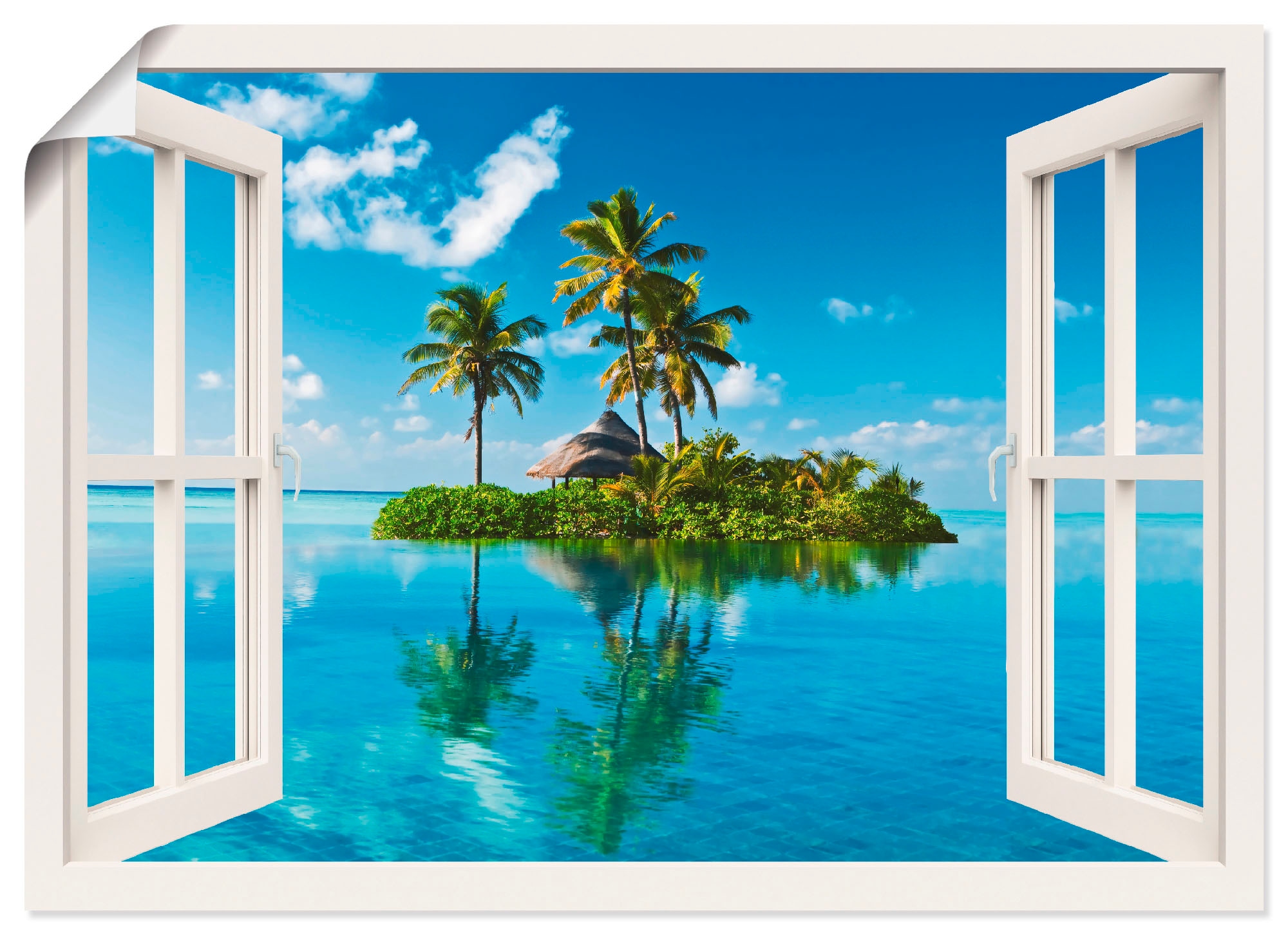 Artland Wandbild »Fensterblick Insel Palmen Meer«, Fensterblick, (1 St.),  als Leinwandbild, Wandaufkleber oder Poster in versch. Grössen online  bestellen | Jelmoli-Versand