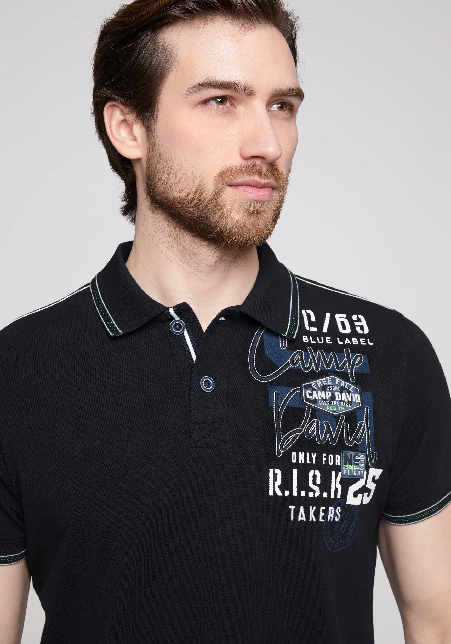 DAVID Jelmoli-Versand online den mit Poloshirt, Schultern Kontrastnähten | bestellen CAMP auf
