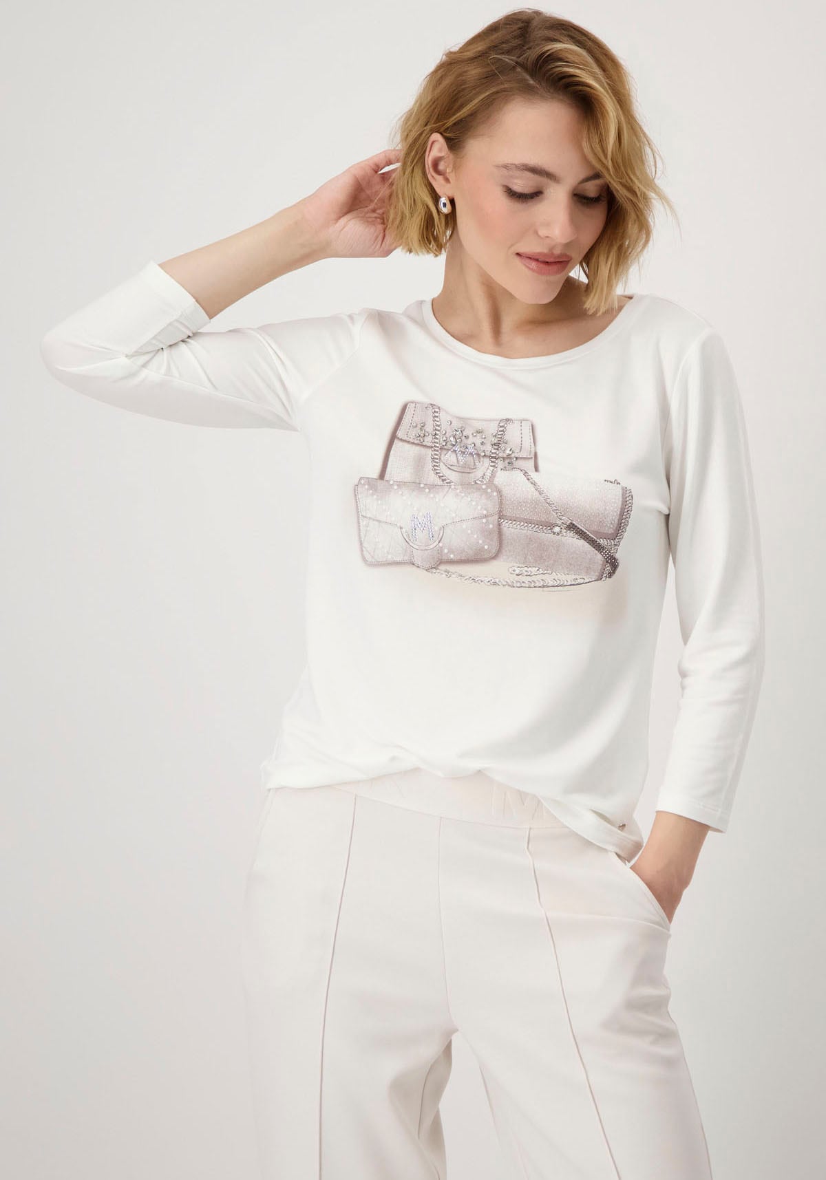 Monari 3/4-Arm-Shirt »Shirt Schmuck Taschen«, Mit Rundhalsausschnitt