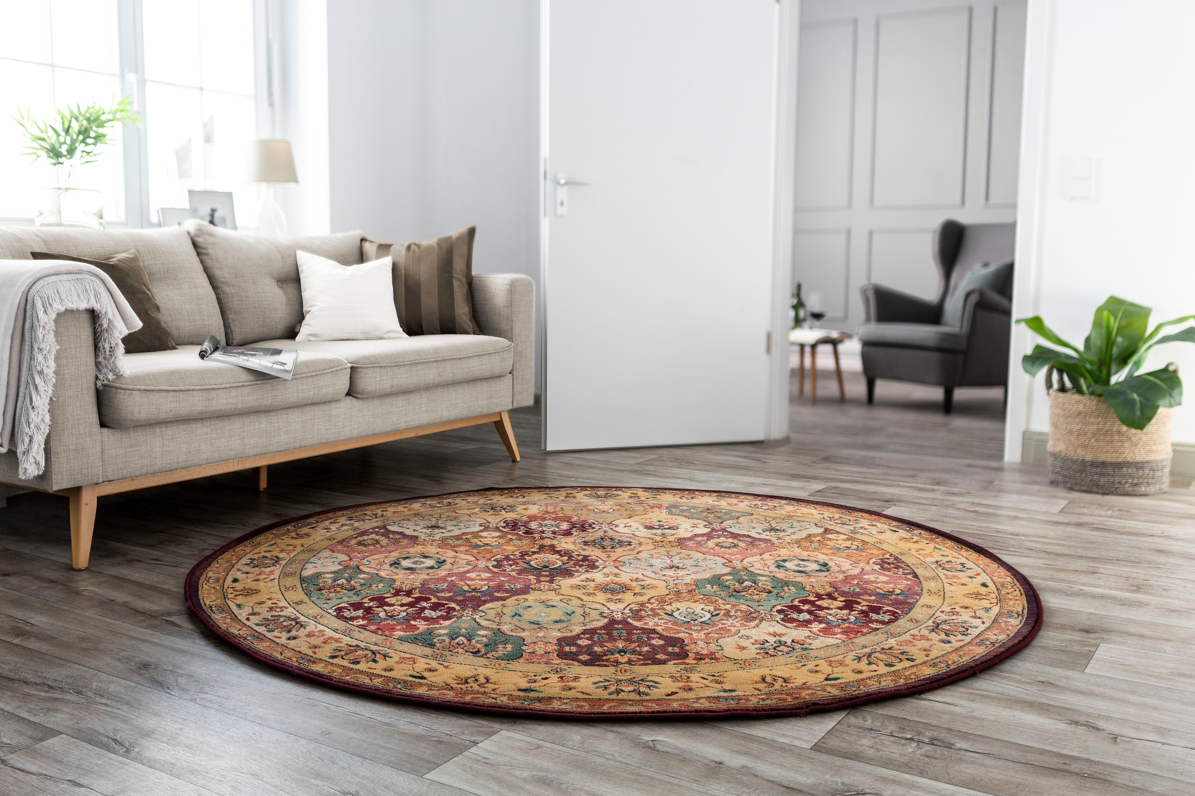 THEKO Teppich »Gabiro 208«, rund, Orient-Optik, ideal im Wohnzimmer &  Schlafzimmer online shoppen | Jelmoli-Versand | Kurzflor-Teppiche