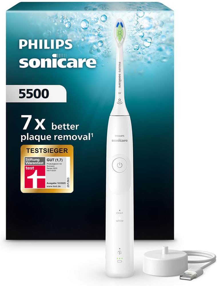 Philips Sonicare Elektrische Zahnbürste "HX7110/01" 1 Stk. Aufsteckbürsten mit Drucksensor, 2 Intensitätsstufen, inkl. Ladegerät