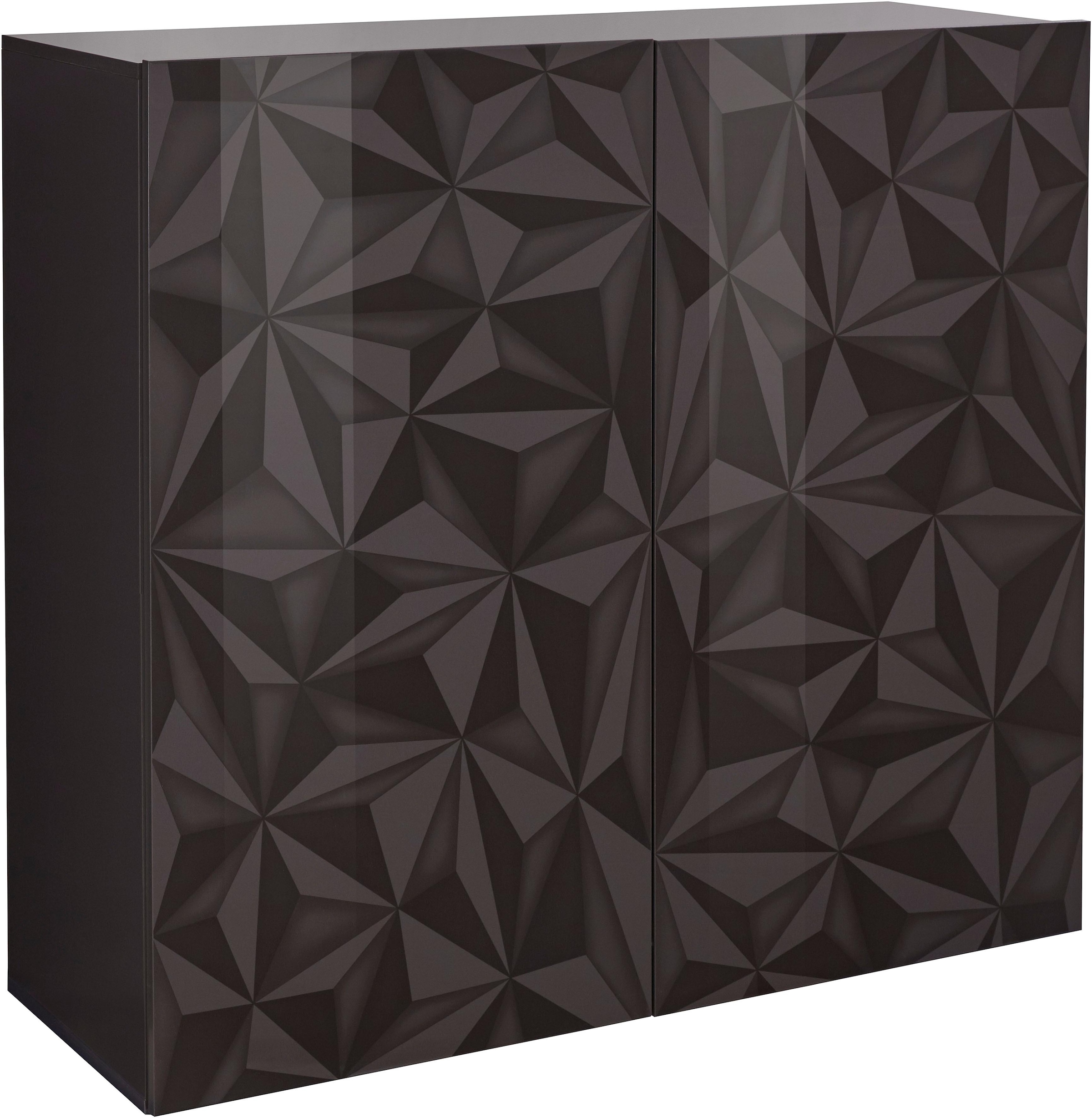 INOSIGN Highboard »Highboard Höhe 111 cm, Breite 121 cm, Kommode 2 Türen, Hochkommode«, Front mit elegantem Siebdruck, grifflos, viel Stauraum
