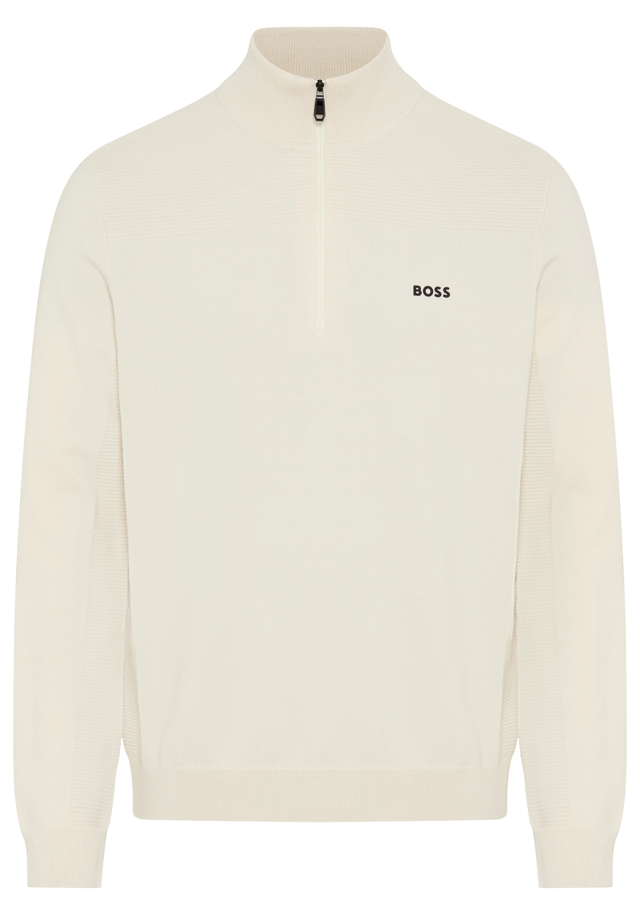 BOSS GREEN Strickpullover Stehkragen mit Reissverschluss, Regular Fit