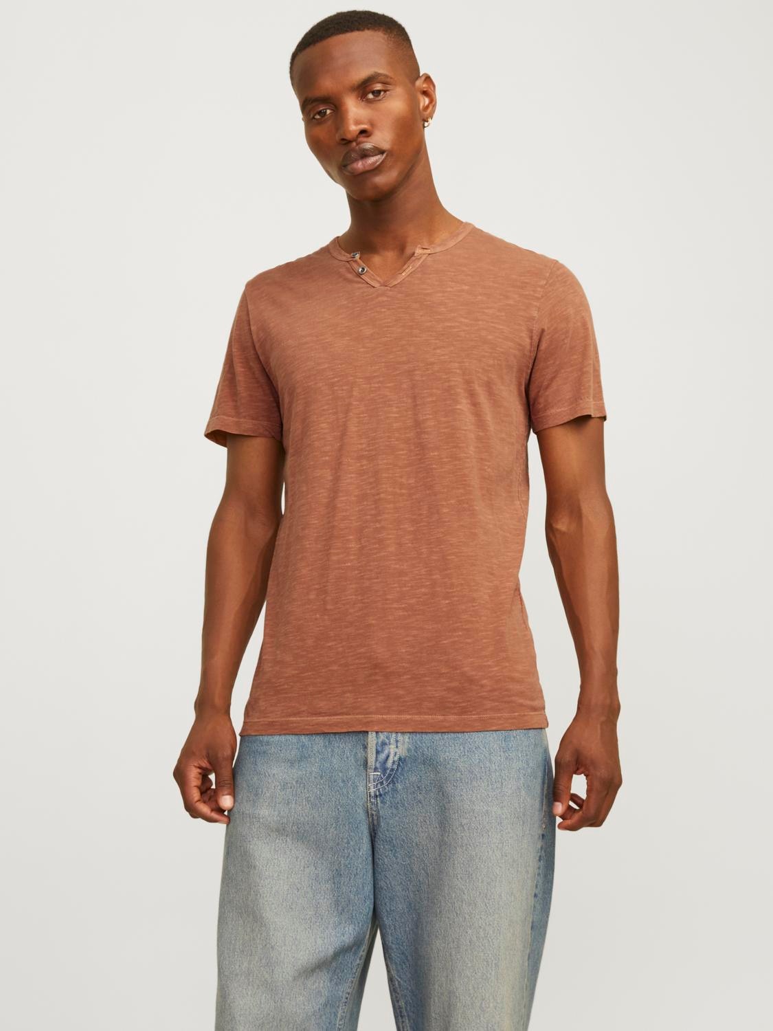 Jack & Jones T-Shirt »JJESPLIT NECK TEE SS NOOS«, mit V-Ausschnitt