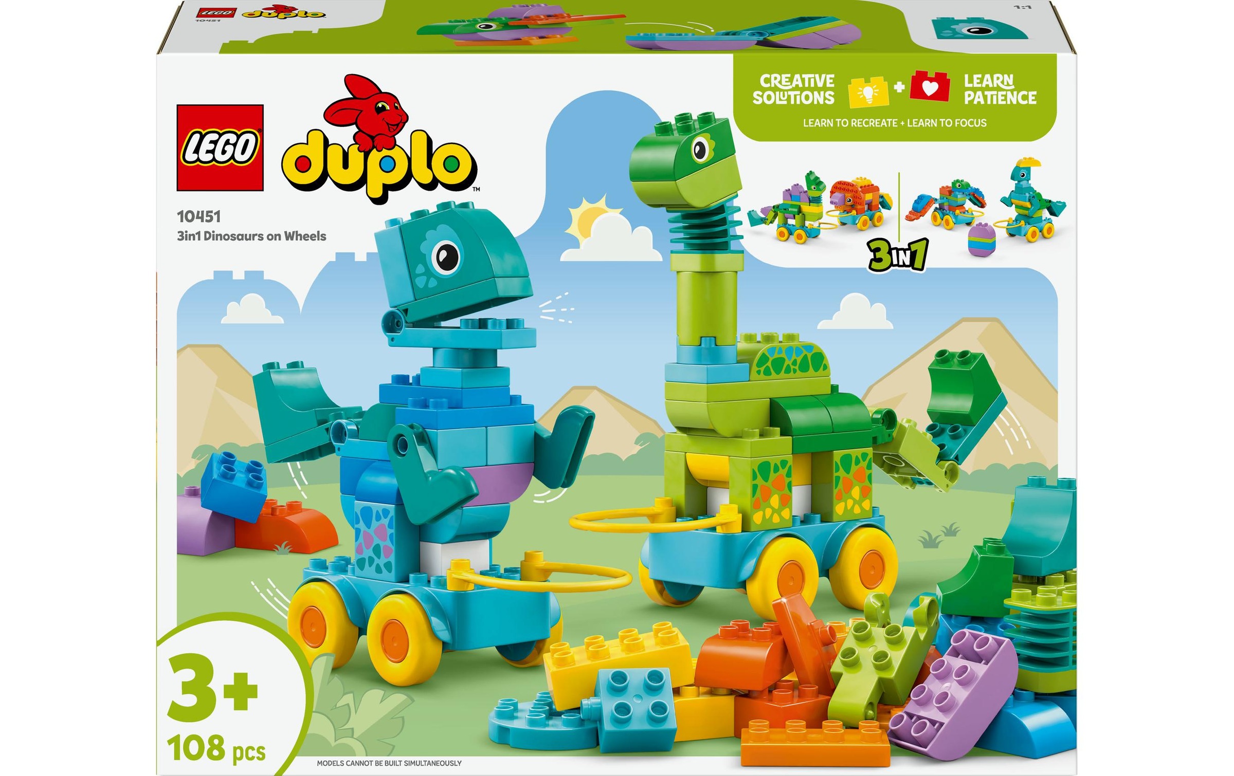 LEGO Spielbausteine "DUPLO Dinos auf Rädern 3-in-1-Set 10451"