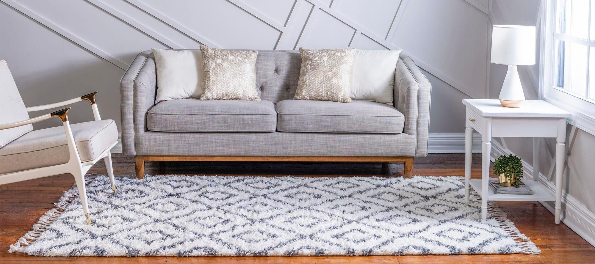 Myflair Möbel & Accessoires Hochflor-Teppich »Top Shag Lagerräumung«, rechteckig, 32 mm Höhe, gewebt, Rauten Design, melierte Optik, weich & kuschelig, mit Fransen
