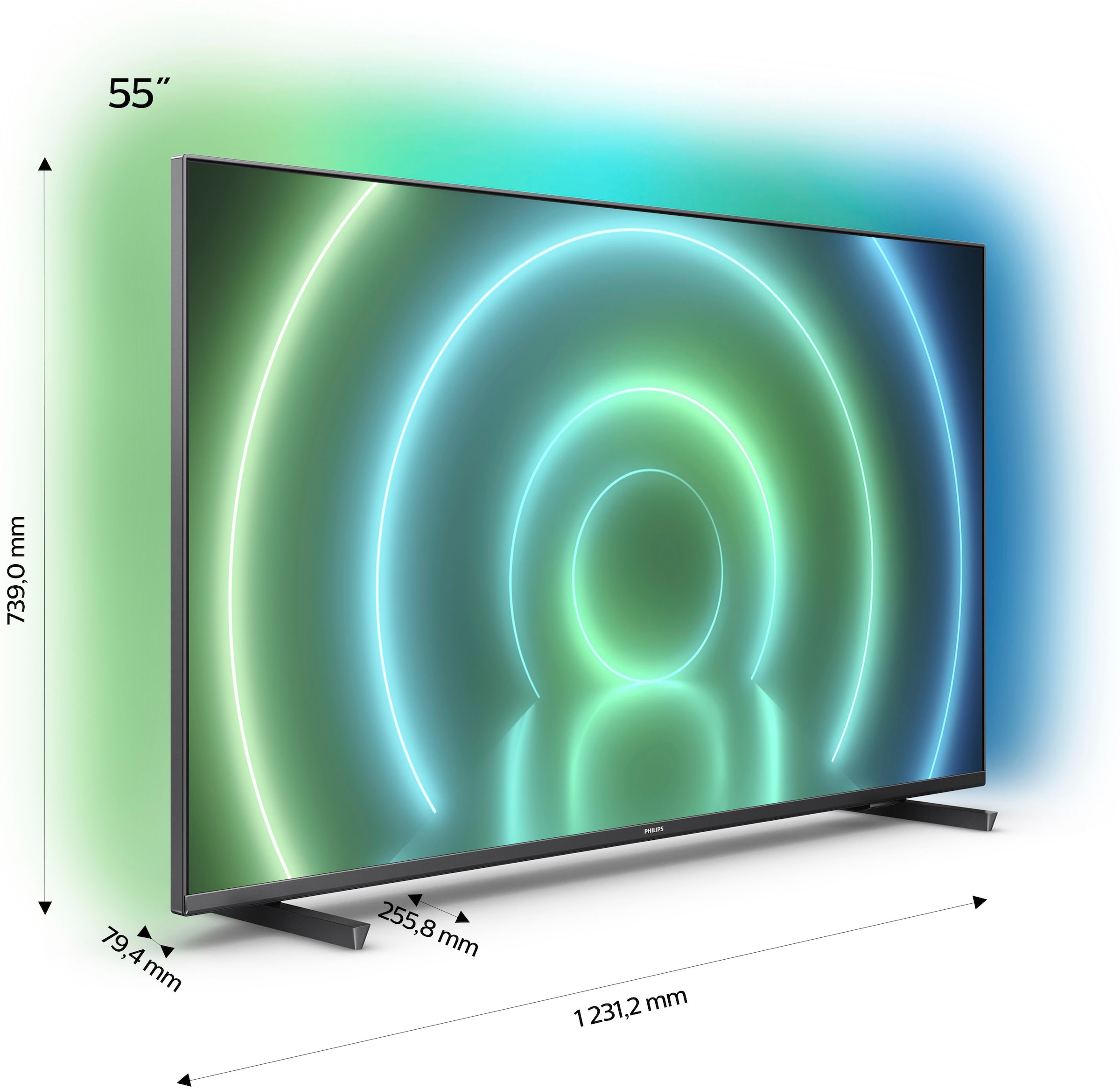➥ Philips LED-Fernseher »55PUS7906/12«, Zoll, 139 Ambilight | cm/55 shoppen Ultra 4K HD, Jelmoli-Versand jetzt TV-Smart-TV, Android 3-seitiges