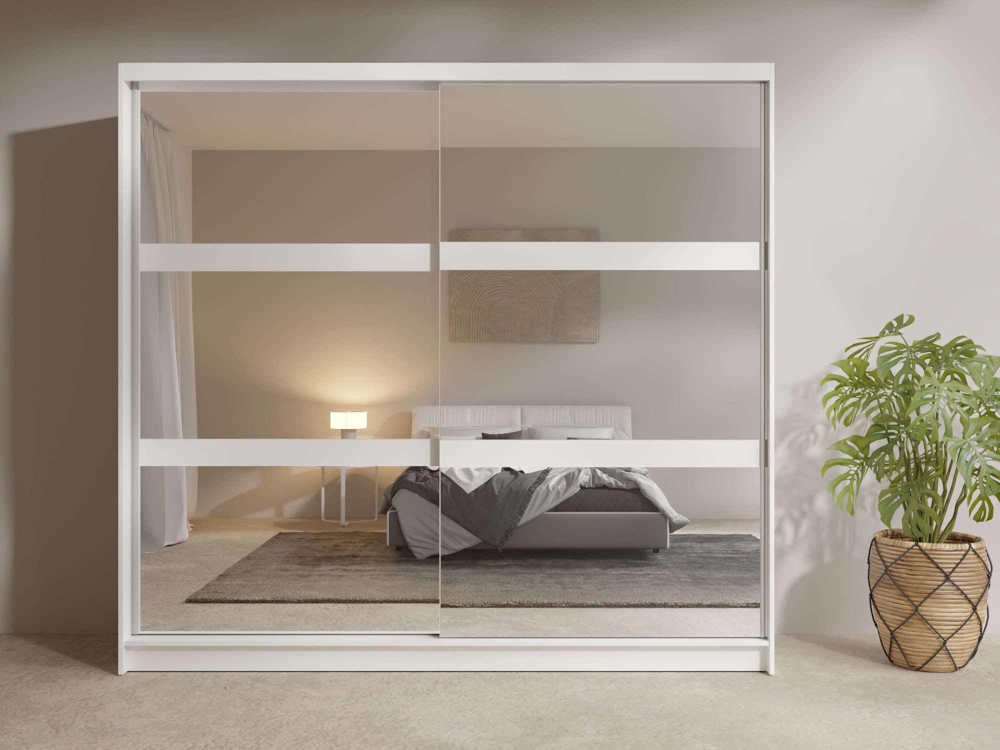 GOODproduct Kleiderschrank "Greti Garderobe mit 2 Schiebetüren, Spiegel, Masse B/T/H: 180/59/209 cm" 2-türiger Kleiderschrank mit Spiegeln, Einlegeböden und Kleiderstangen