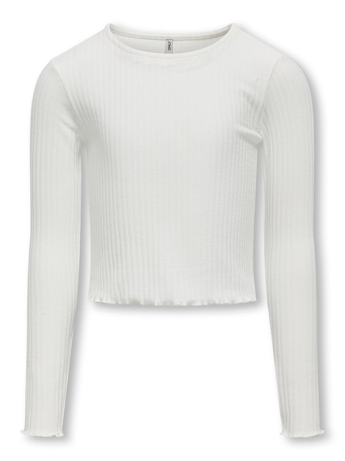 KIDS ONLY Langarmshirt »KOGNELLA L/S O-NECK TOP JRS NOOS« in kurzer Form und mit süssen Wellenkanten am Saum