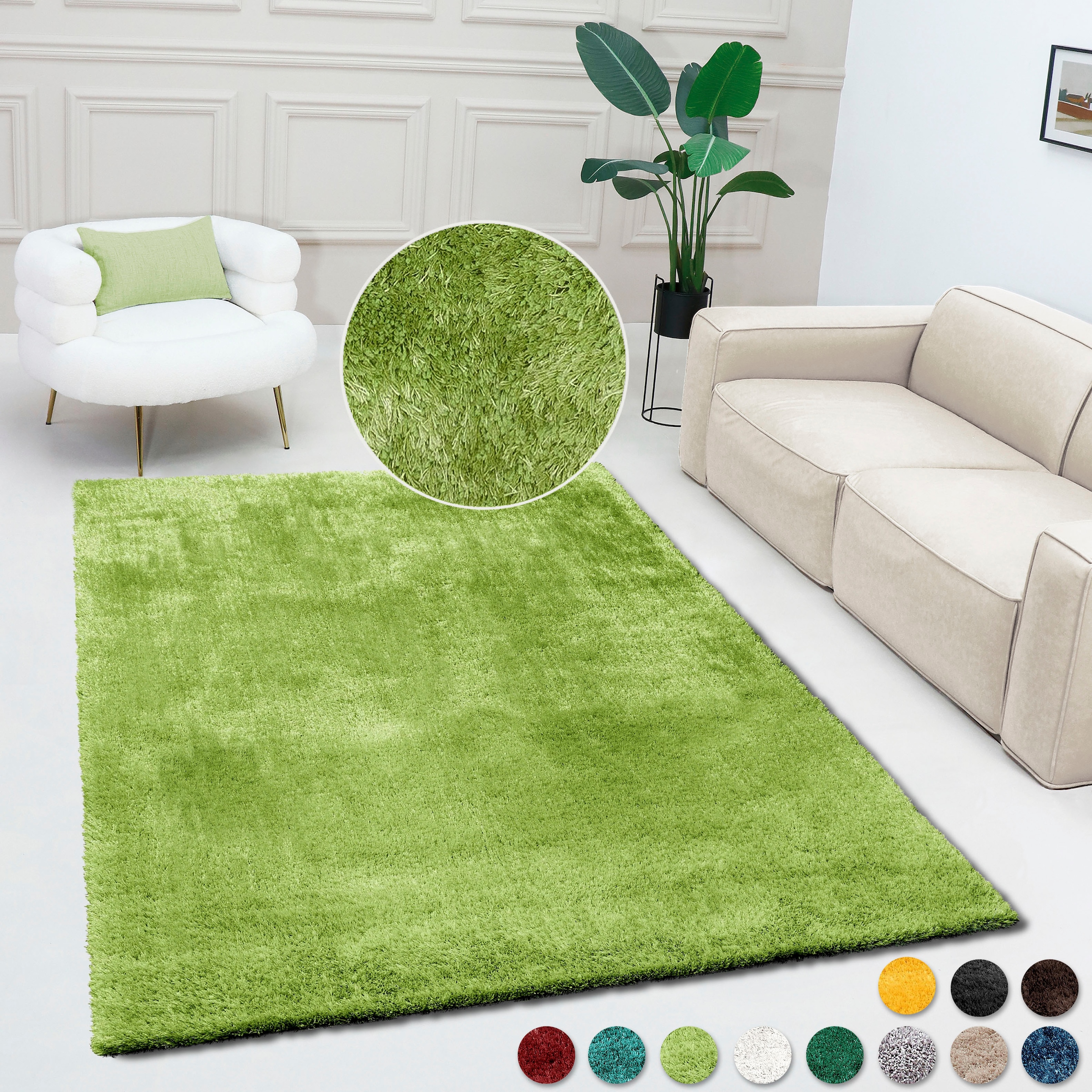 Bruno Banani Teppich »Dana Teppich, besonders weich und kuschelig, Kundenliebling« rechteckig 30 mm Höhe uni, Mikrofaser Teppiche, Wohnzimmer, Schlafzimmer, Esszimmer