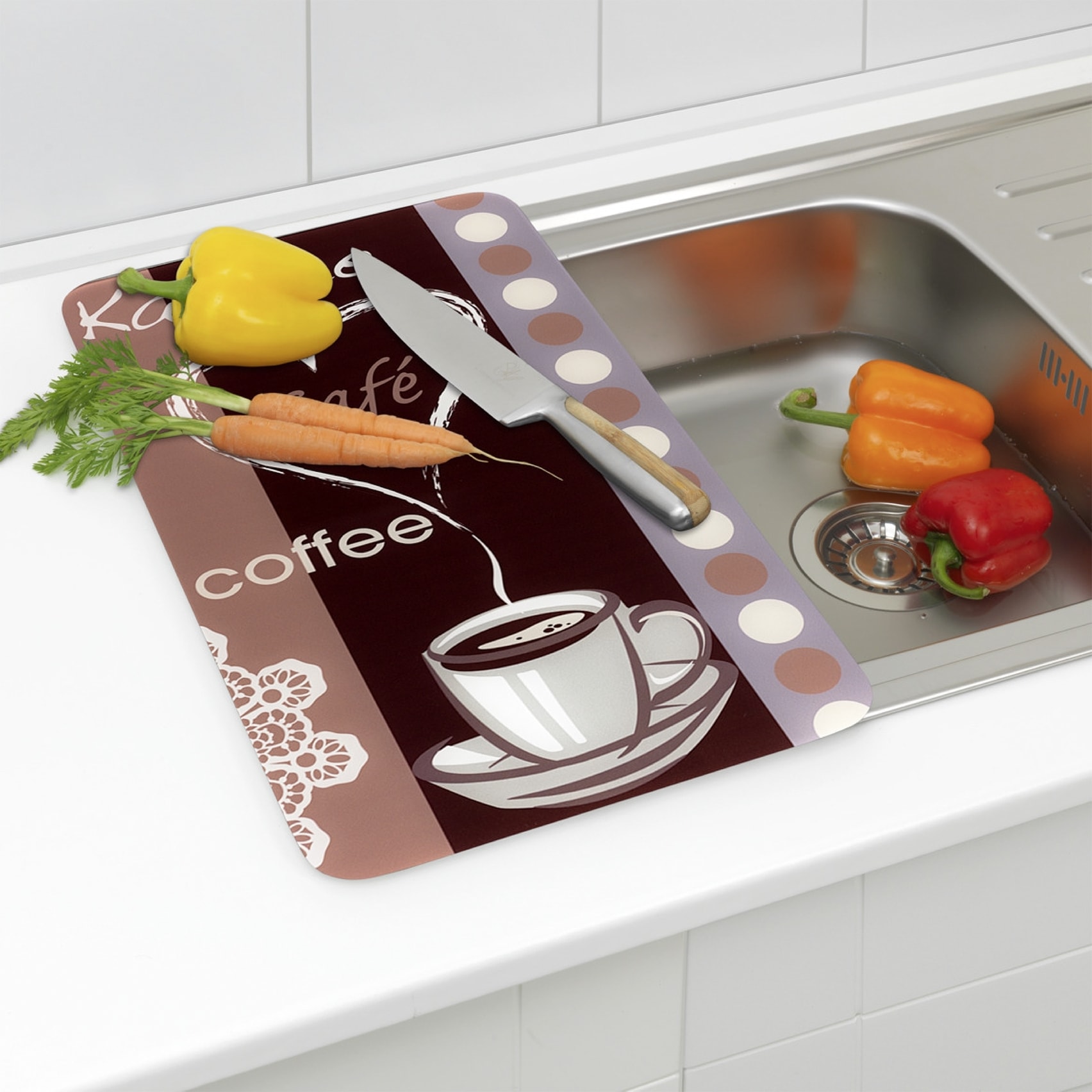 Maximex Herd-Abdeckplatte »Universal Modell Kaffeeduft«, (Set, 2 tlg.), Herdabdeckung für alle Herdarten, kratzfest, mit rutschfesten Füssen